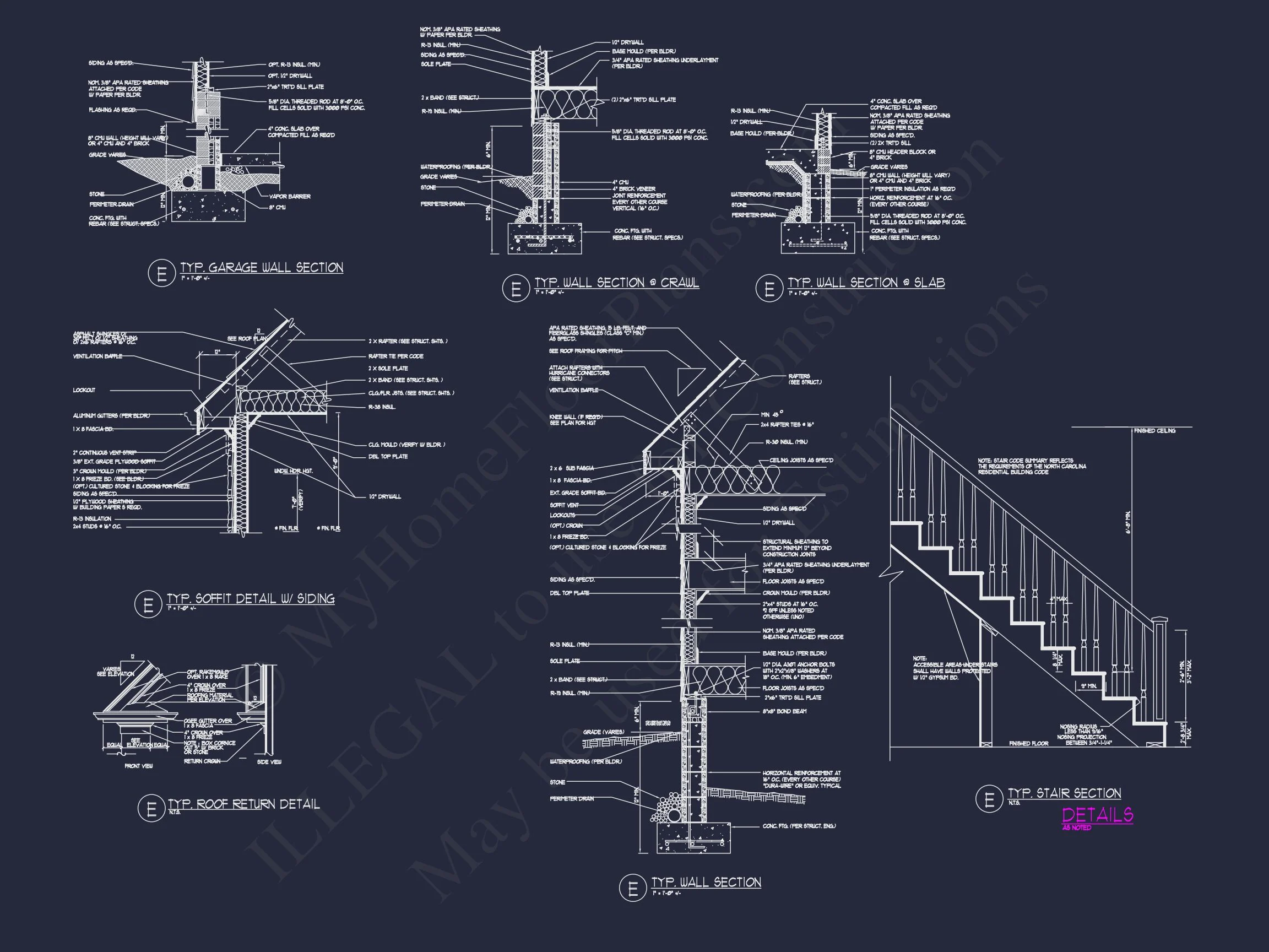 13-1675 HOUSE PLAN - Traditional Home Plan - 3-Bed, 2-Bath, 2,050 SF 17 Efficient house Plan: Detailed Floor Blueprint Design