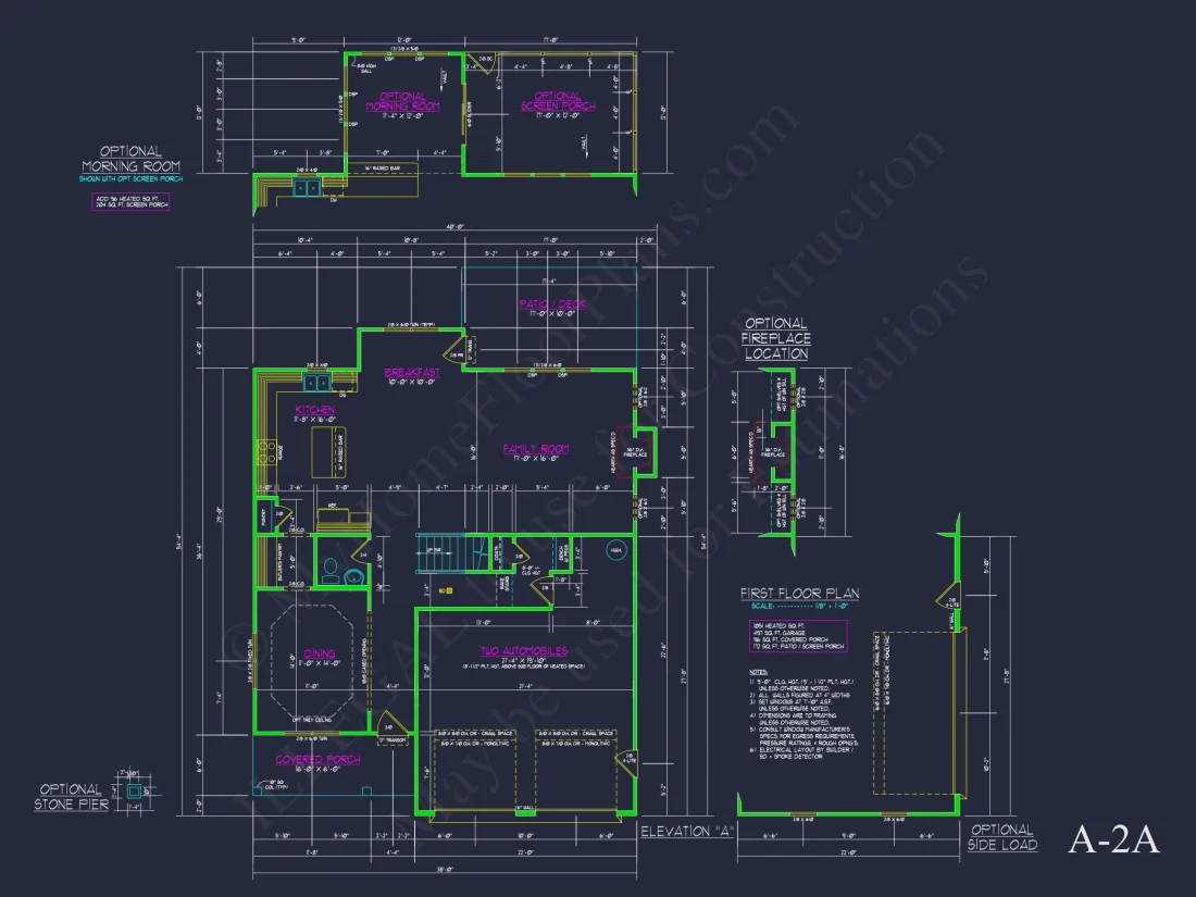 Traditional Craftsman house Plan with 2 Floors & CAD Blueprints