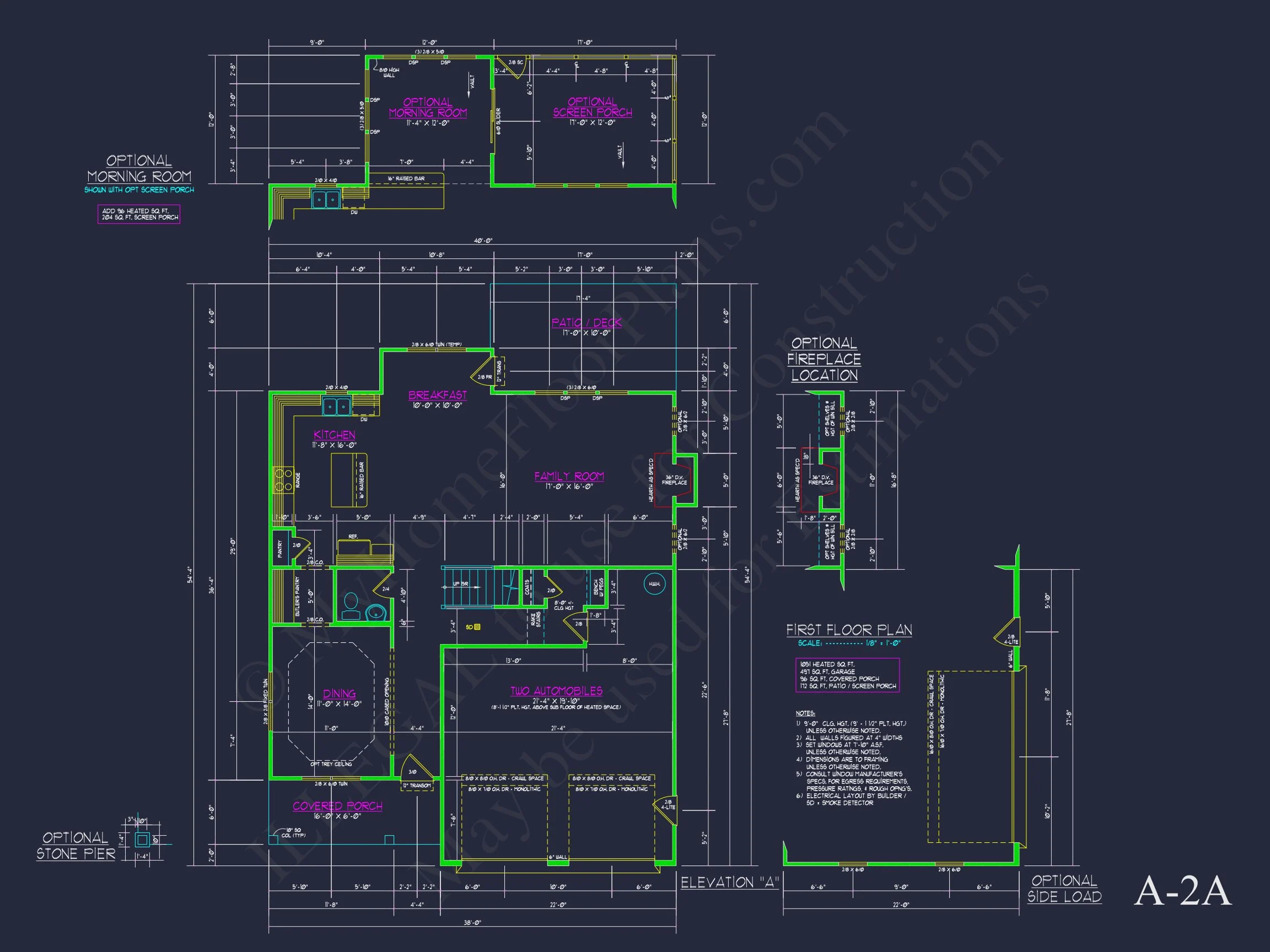 Traditional Craftsman house Plan with 2 Floors & CAD Blueprints