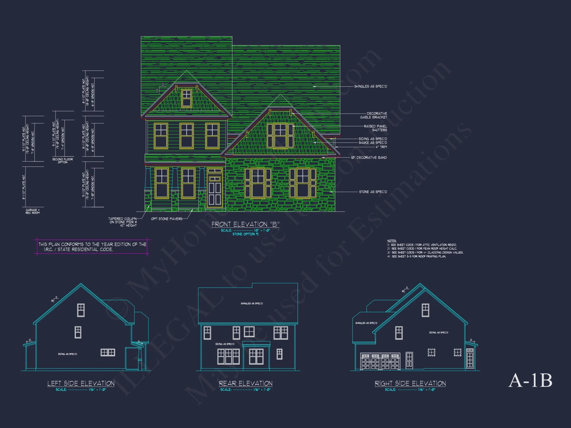 Traditional Craftsman house Plan with 2 Floors & CAD Blueprints