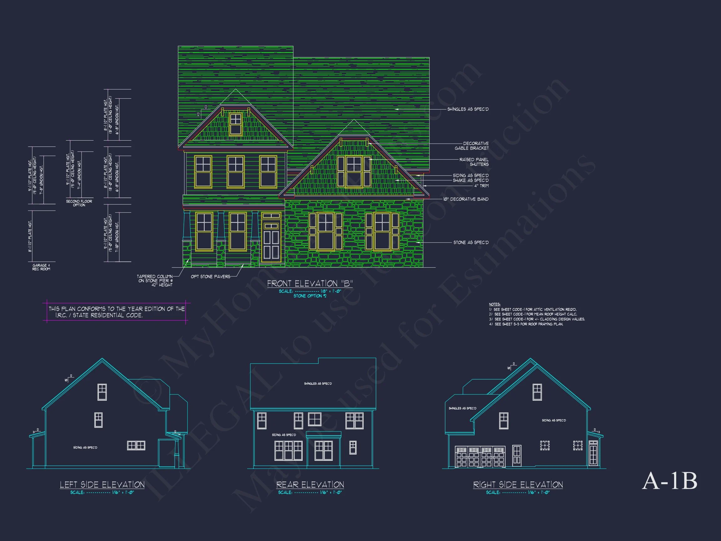 Traditional Craftsman house Plan with 2 Floors & CAD Blueprints