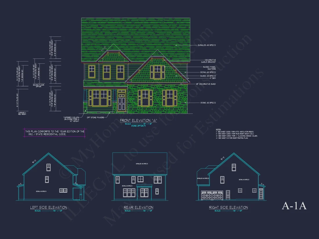 Traditional Craftsman house Plan with 2 Floors & CAD Blueprints