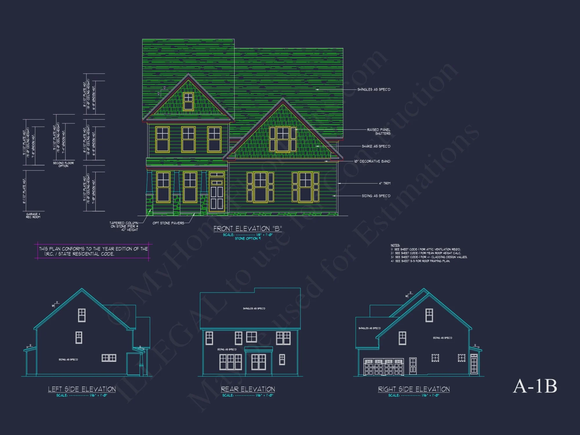 Traditional Craftsman house Plan with 2 Floors & CAD Blueprints