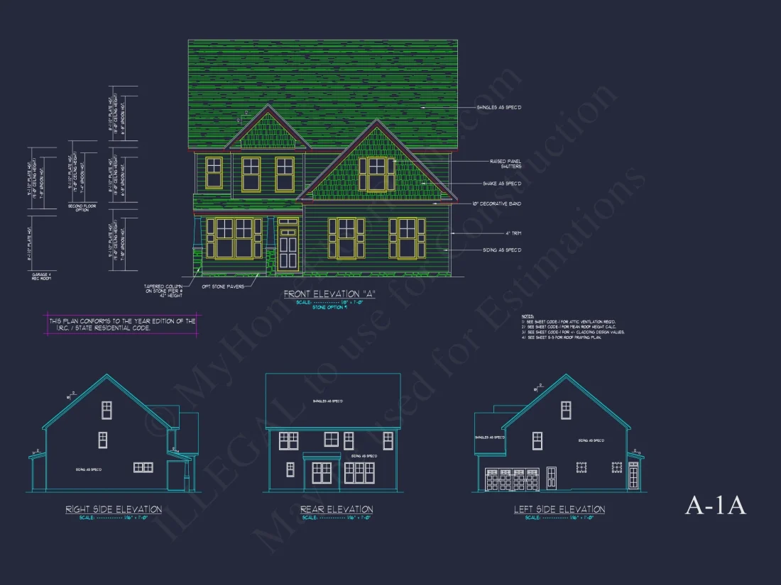 Traditional Craftsman house Plan with 2 Floors & CAD Blueprints