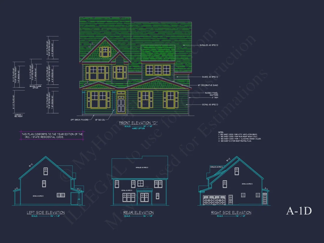 Traditional Craftsman house Plan with 2 Floors & CAD Blueprints