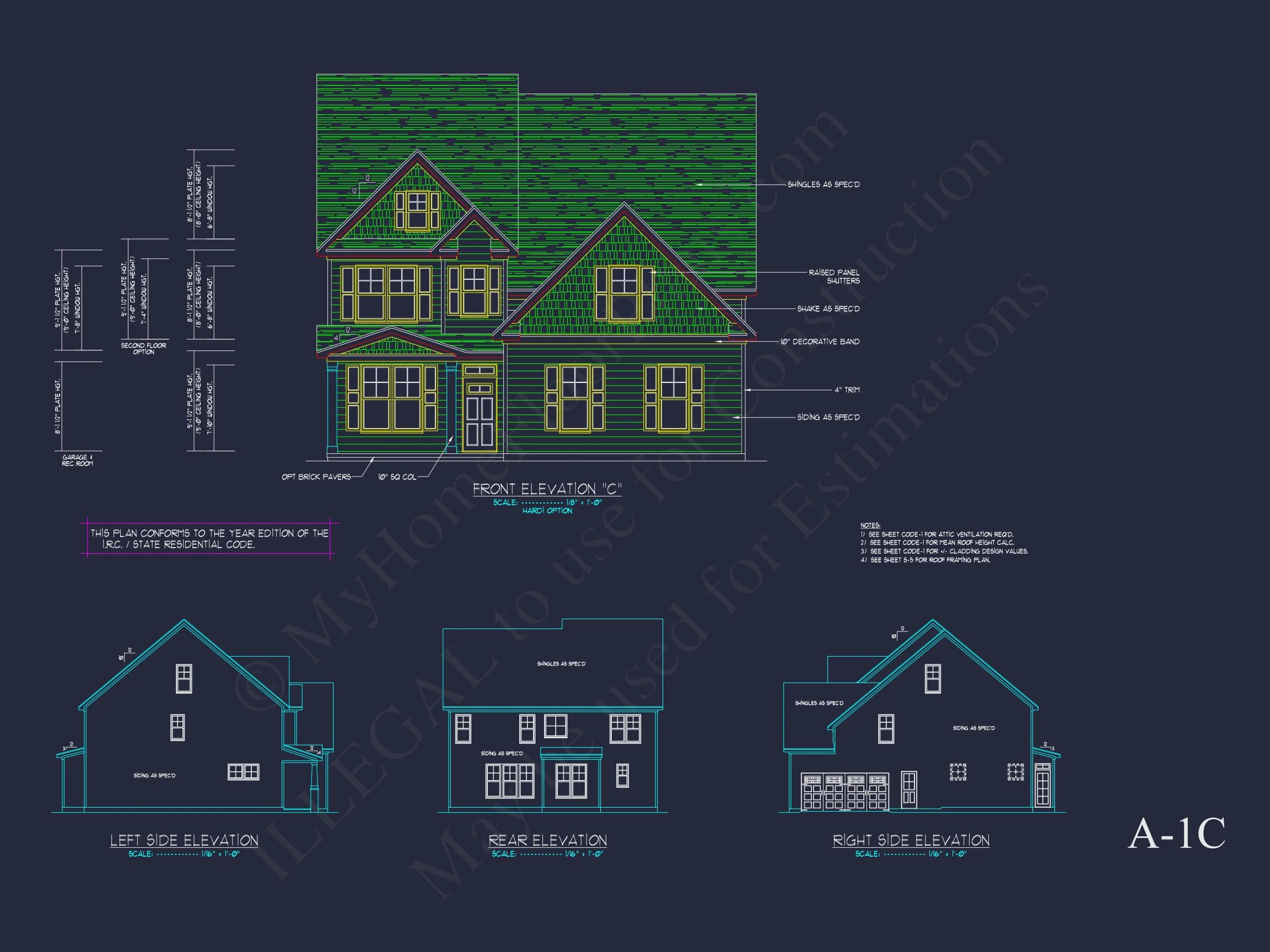 Traditional Craftsman house Plan with 2 Floors & CAD Blueprints