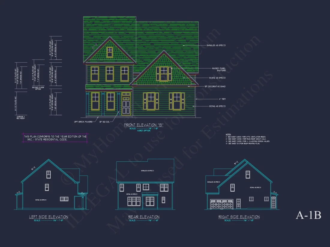 Traditional Craftsman house Plan with 2 Floors & CAD Blueprints