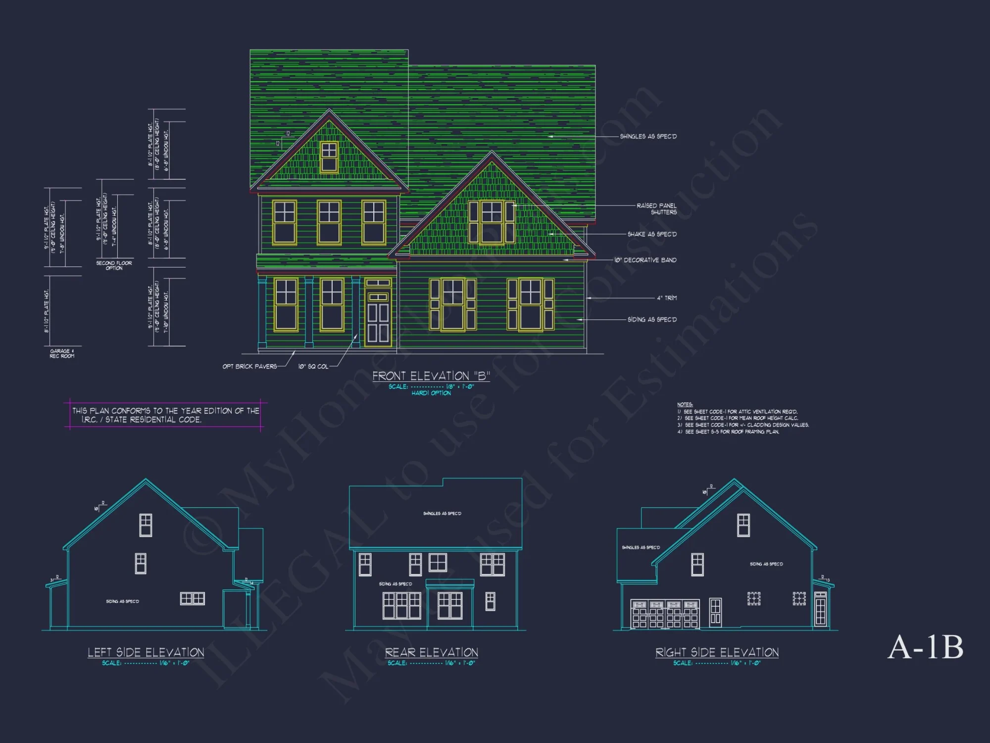 Traditional Craftsman house Plan with 2 Floors & CAD Blueprints