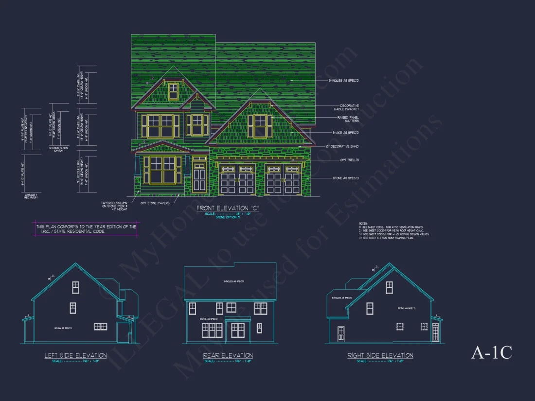 Traditional Craftsman house Plan with 2 Floors & CAD Blueprints