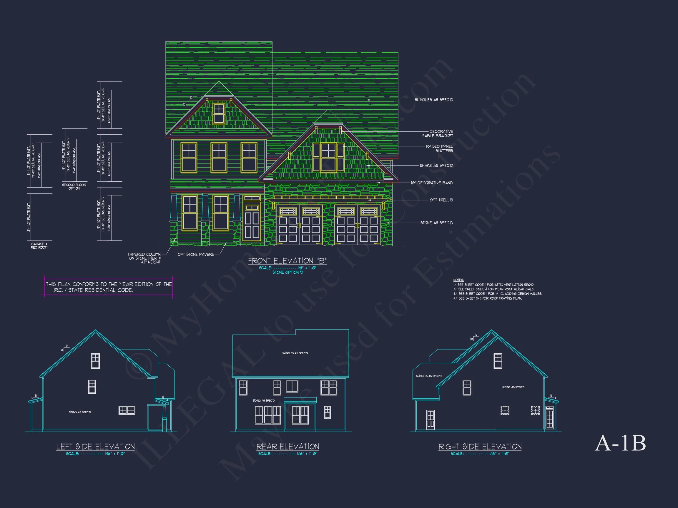 Traditional Craftsman house Plan with 2 Floors & CAD Blueprints