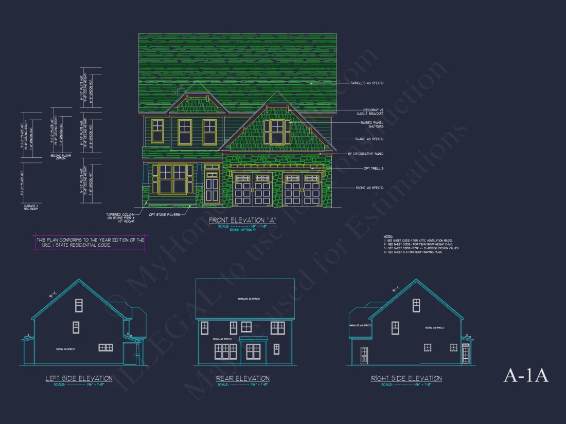 Traditional Craftsman house Plan with 2 Floors & CAD Blueprints