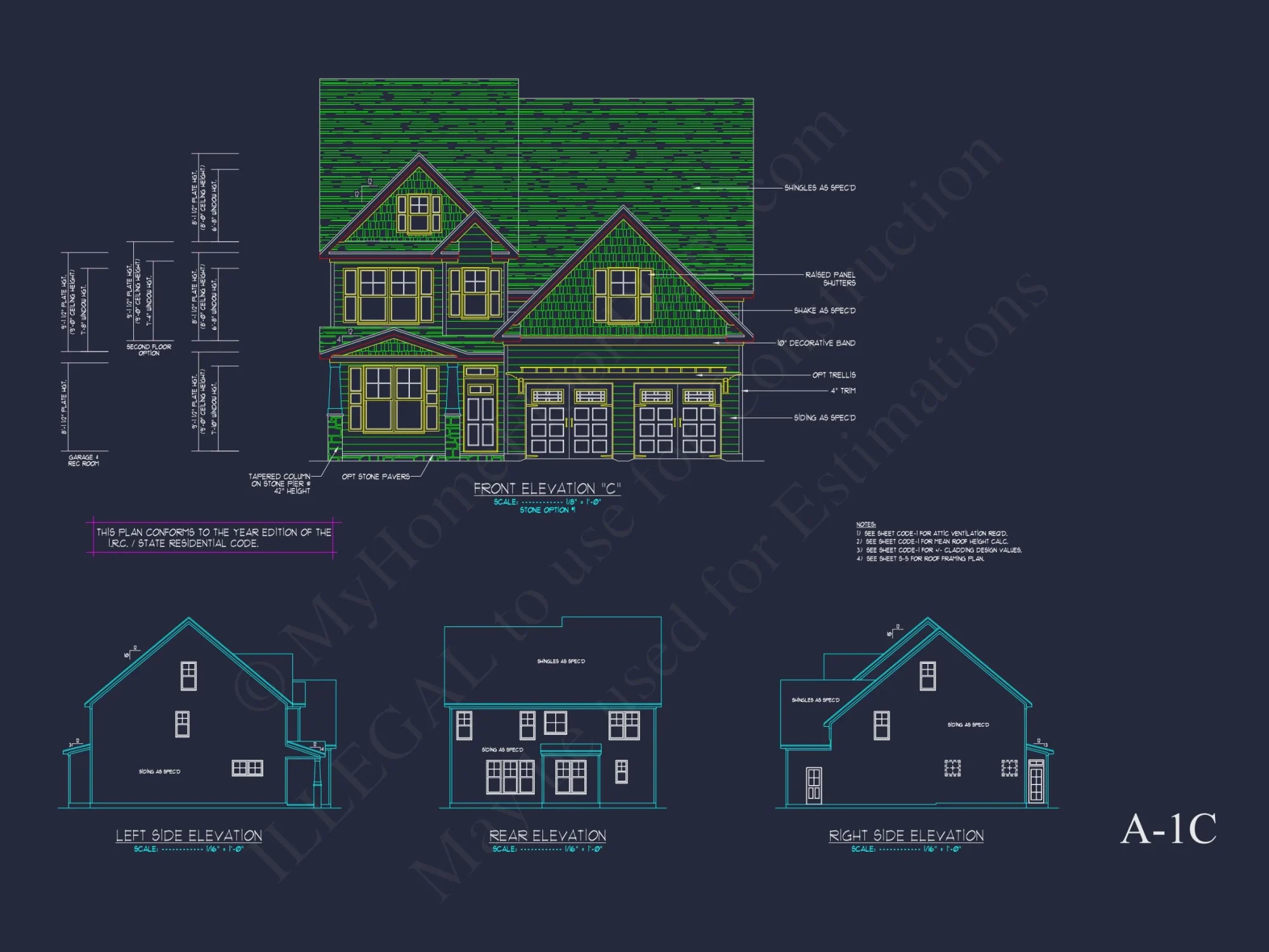 Traditional Craftsman house Plan with 2 Floors & CAD Blueprints