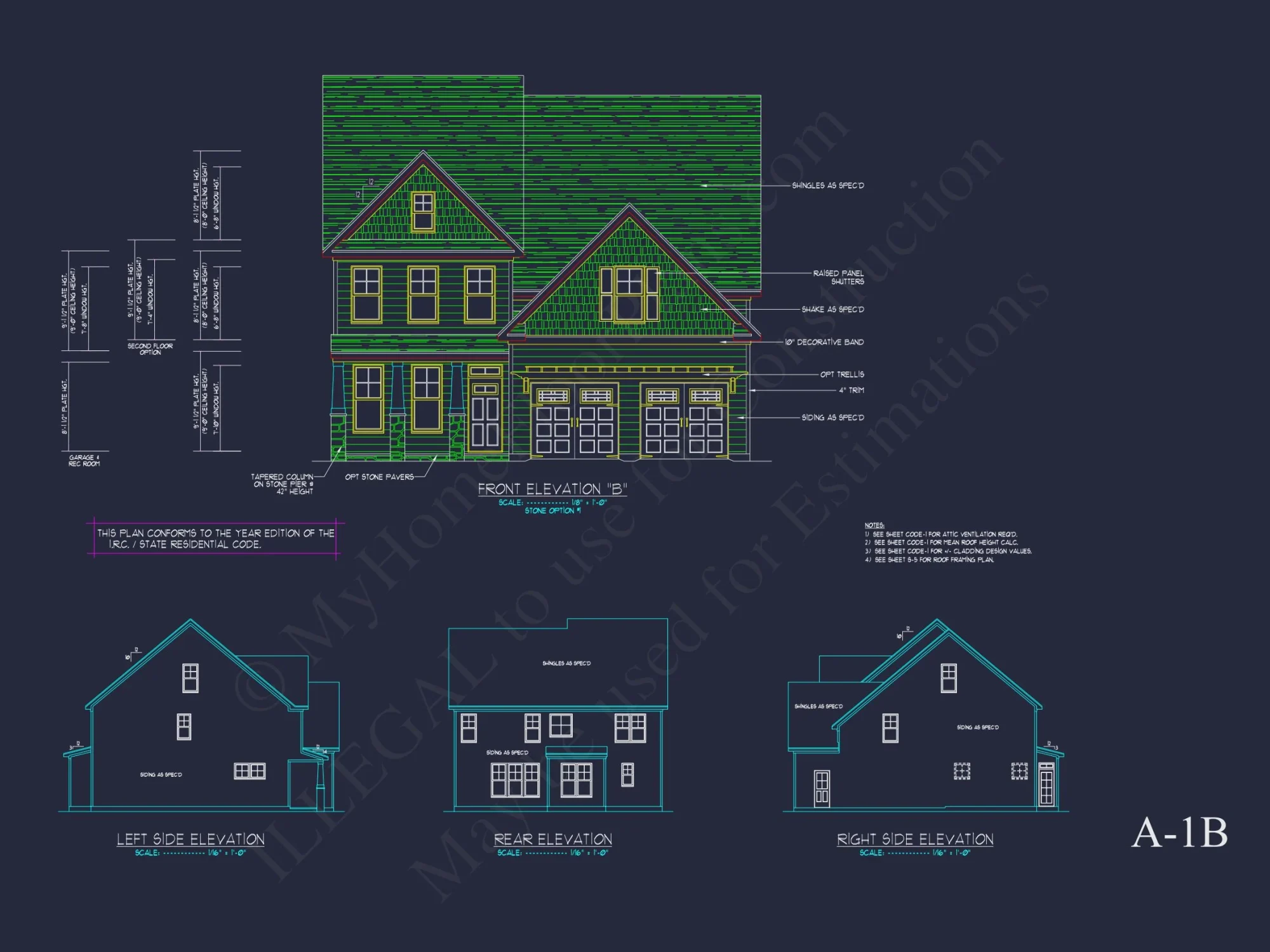 Traditional Craftsman house Plan with 2 Floors & CAD Blueprints