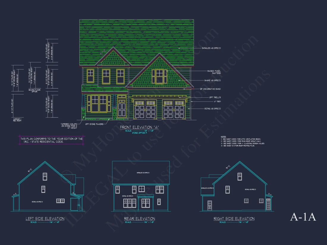 Traditional Craftsman house Plan with 2 Floors & CAD Blueprints
