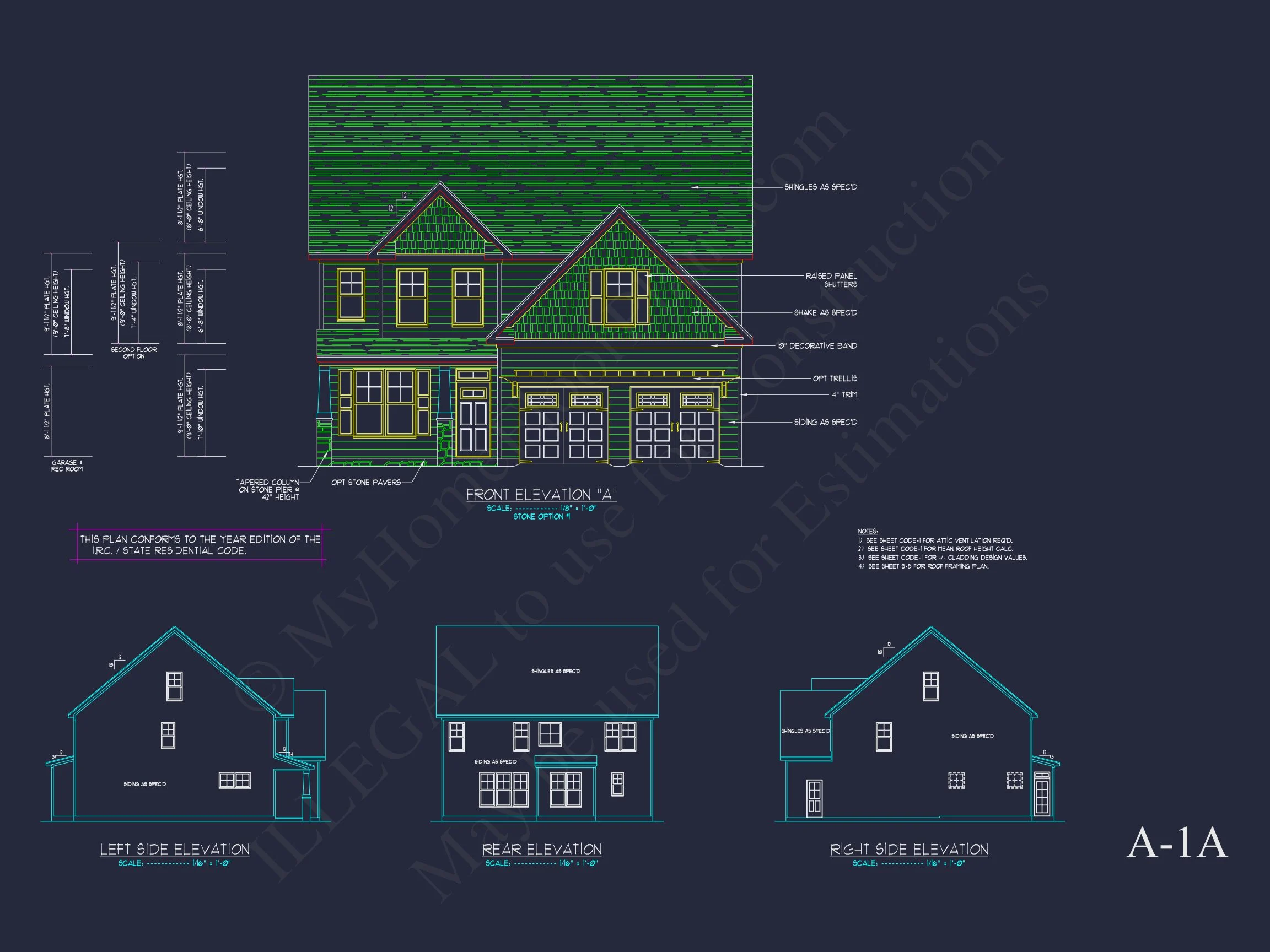 Traditional Craftsman house Plan with 2 Floors & CAD Blueprints