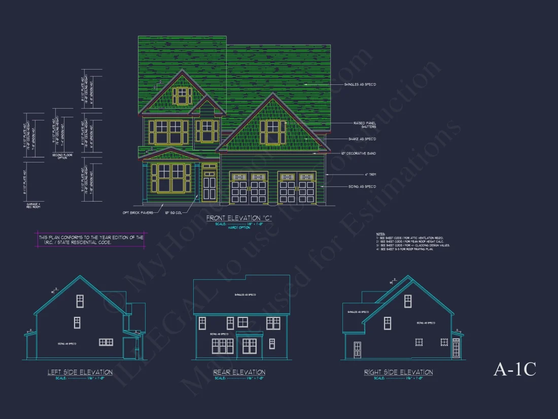 Traditional Craftsman house Plan with 2 Floors & CAD Blueprints