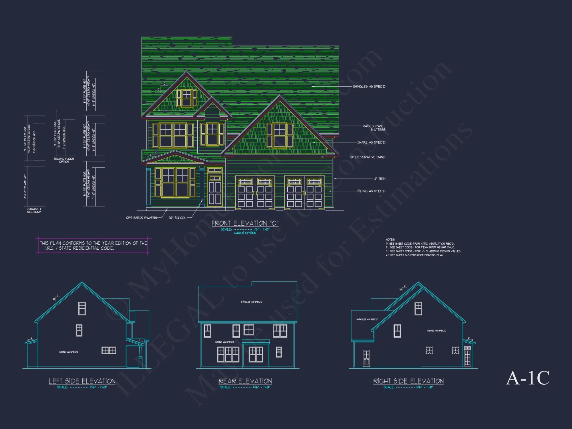 Traditional Craftsman house Plan with 2 Floors & CAD Blueprints