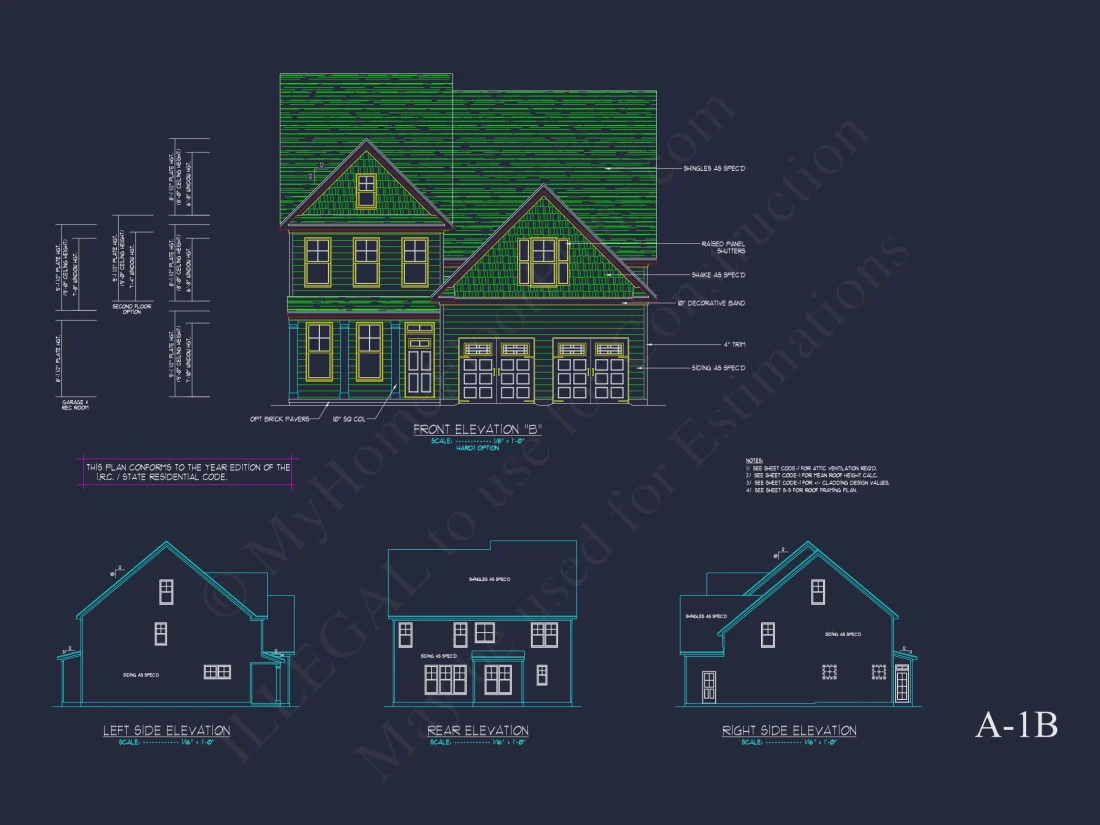 Traditional Craftsman house Plan with 2 Floors & CAD Blueprints