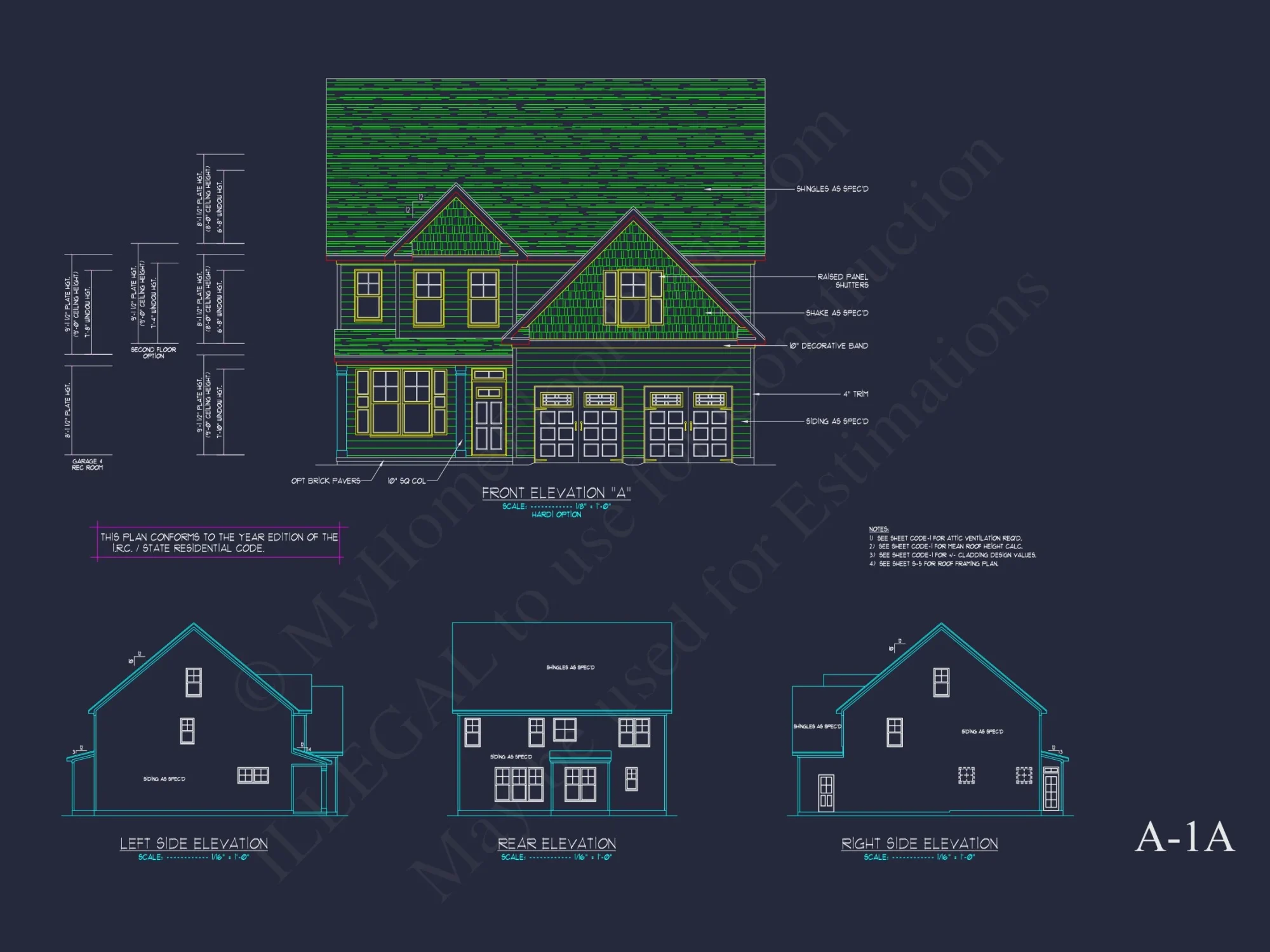 Traditional Craftsman house Plan with 2 Floors & CAD Blueprints
