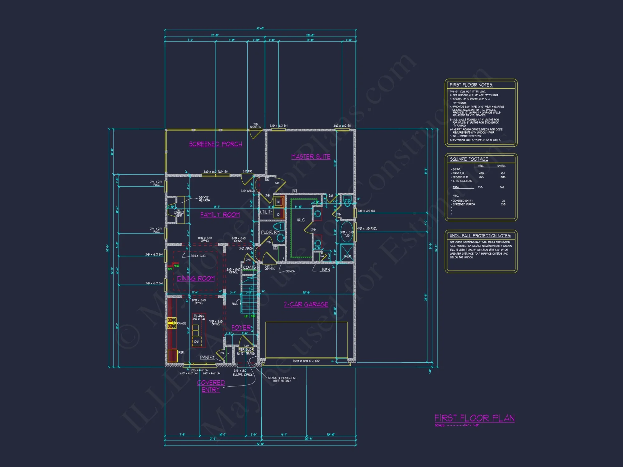 Floor Plan, CAD Blueprint for Builders