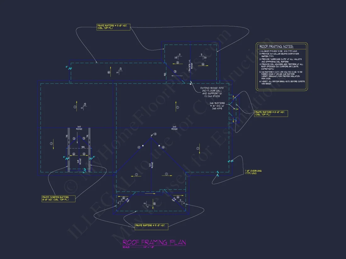 Modern CAD house Plan with 3 Beds, Basement, and 2.5 Baths