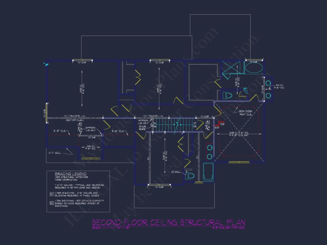 Modern CAD house Plan with 3 Beds, Basement, and 2.5 Baths