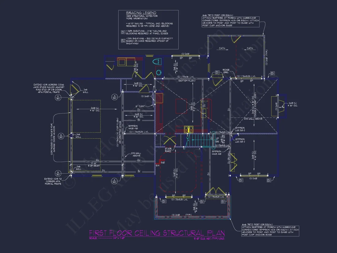 Modern CAD house Plan with 3 Beds, Basement, and 2.5 Baths
