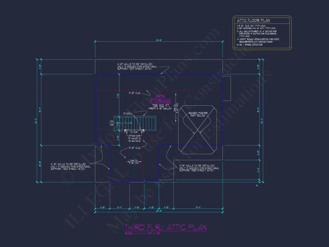 Modern CAD house Plan with 3 Beds, Basement, and 2.5 Baths