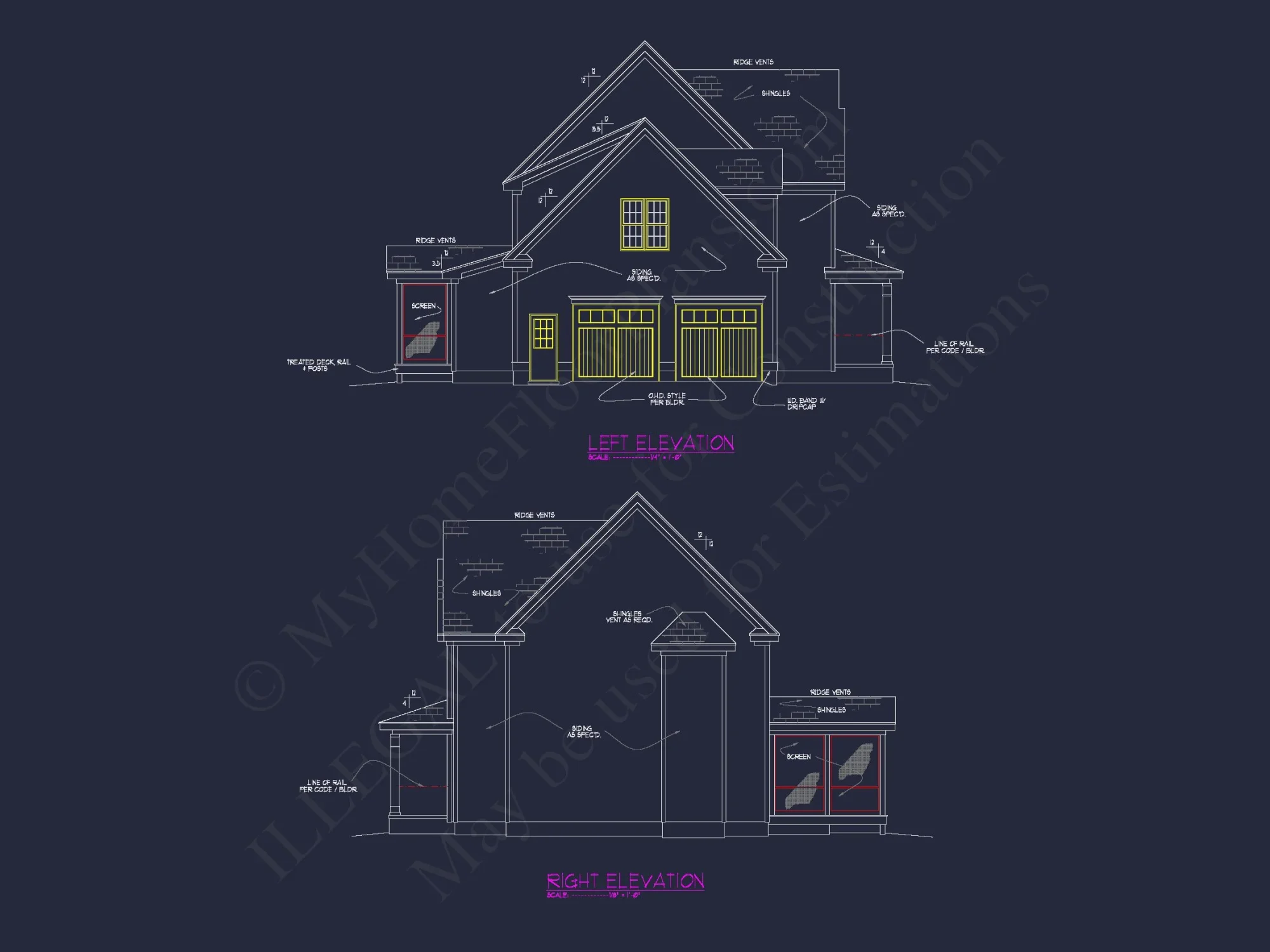 Modern CAD house Plan with 3 Beds, Basement, and 2.5 Baths