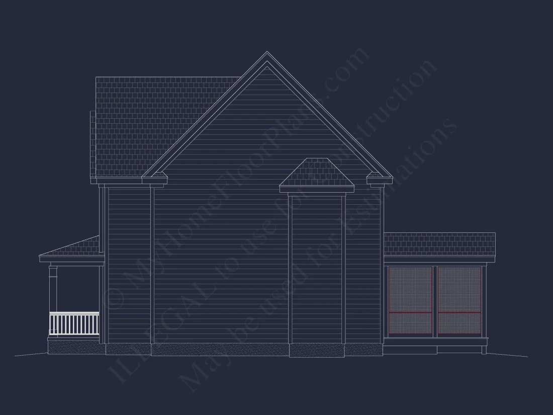 Modern CAD house Plan with 3 Beds, Basement, and 2.5 Baths