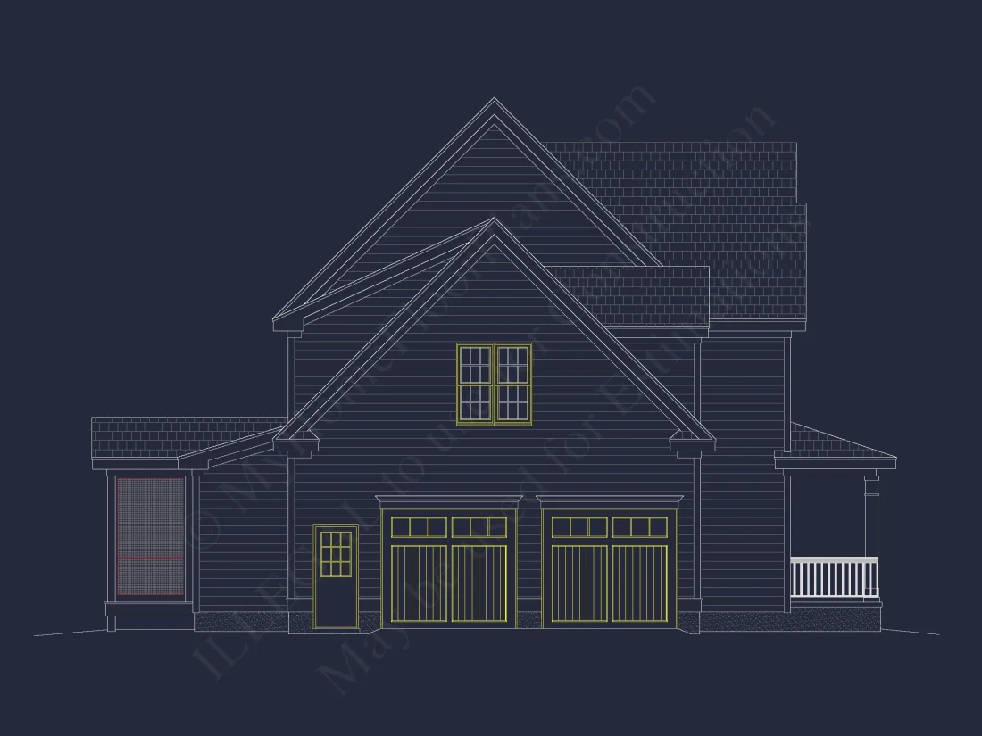 Modern CAD house Plan with 3 Beds, Basement, and 2.5 Baths