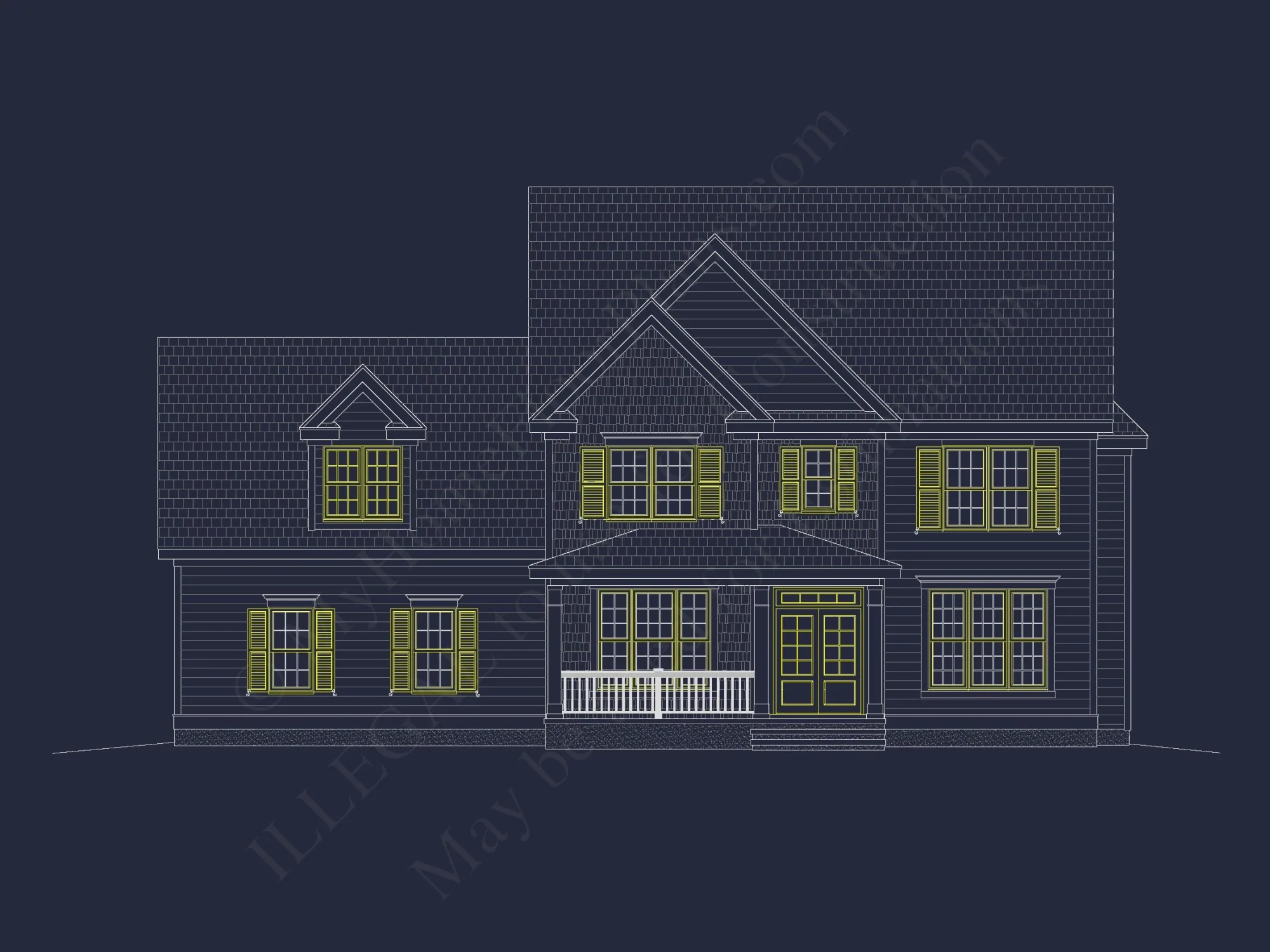 Modern CAD house Plan with 3 Beds, Basement, and 2.5 Baths