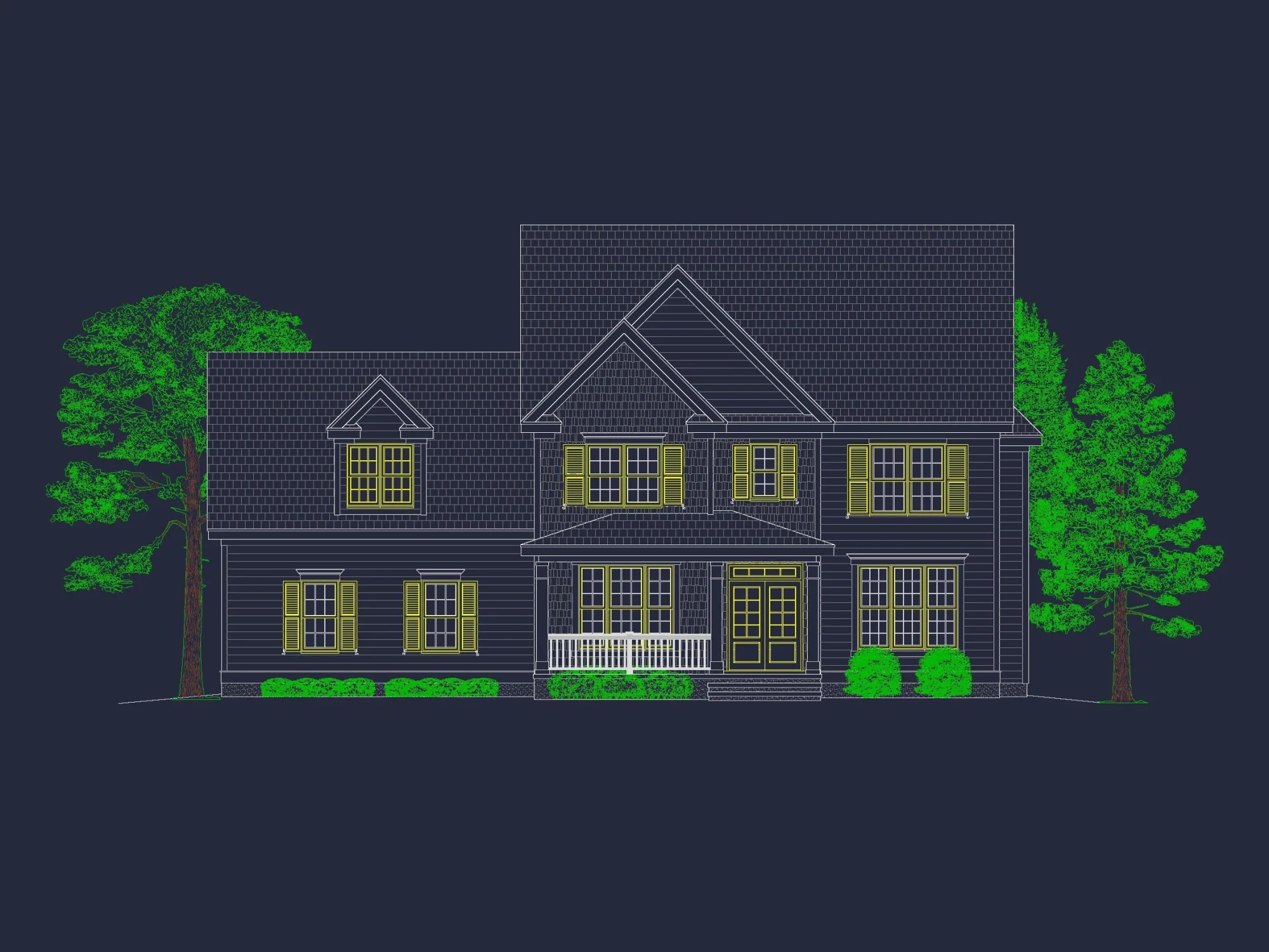 Modern CAD house Plan with 3 Beds, Basement, and 2.5 Baths