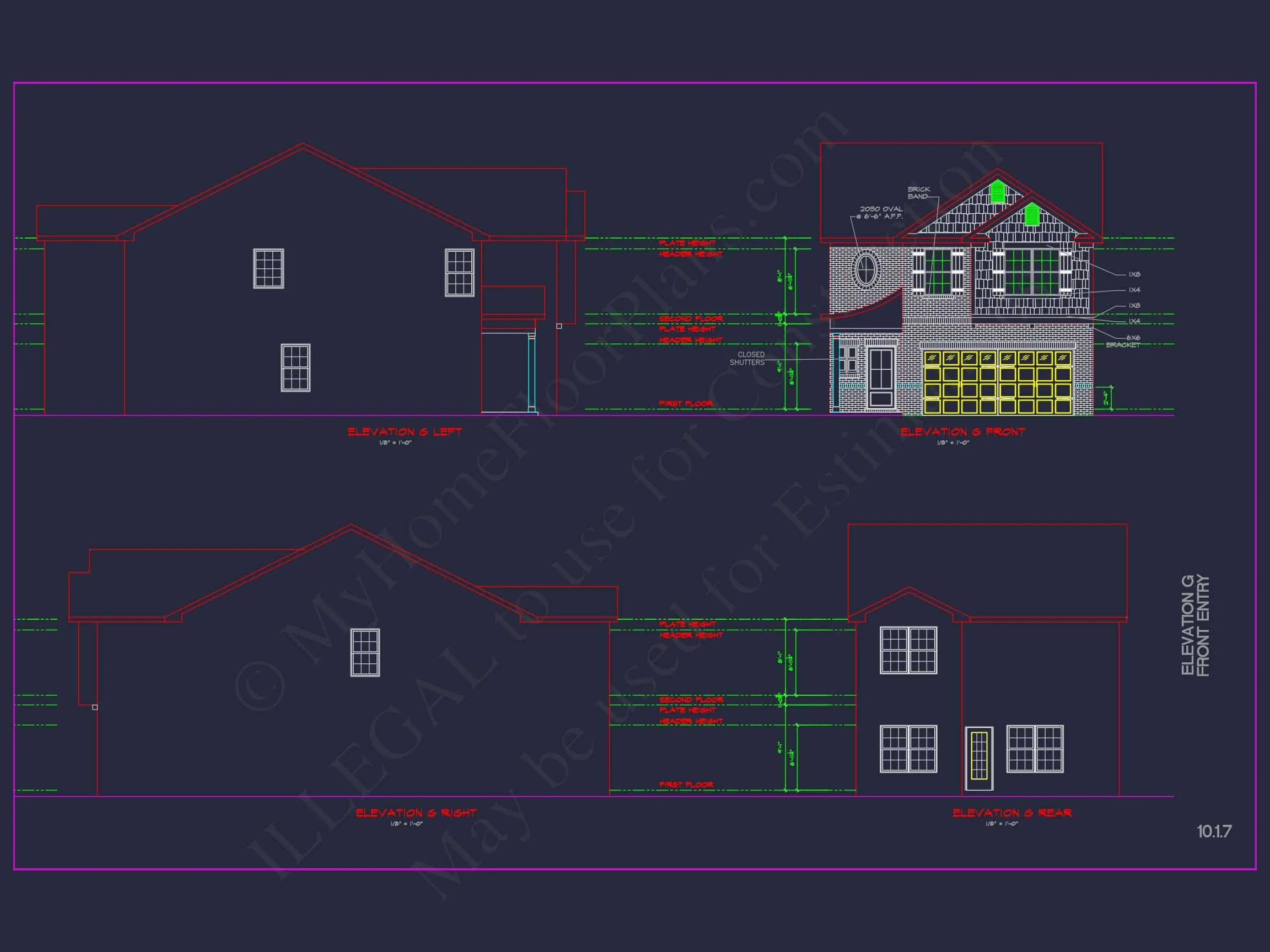 Modern CAD house Plan: 2-Story Floor Plan with Brick Design