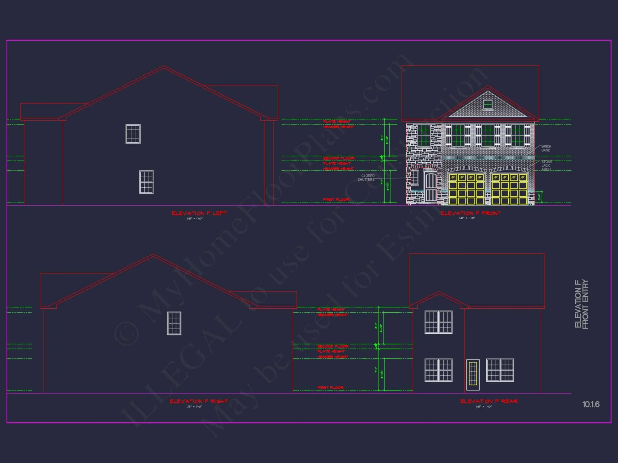 Modern CAD house Plan: 2-Story Floor Plan with Brick Design