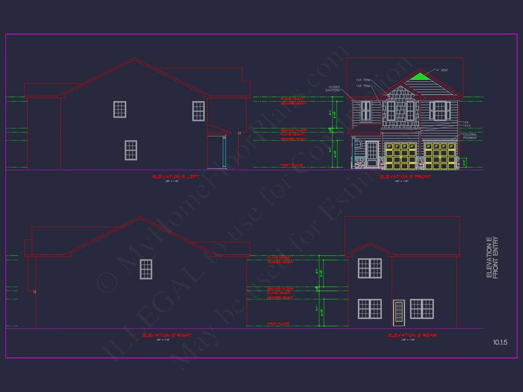 Modern CAD house Plan: 2-Story Floor Plan with Brick Design