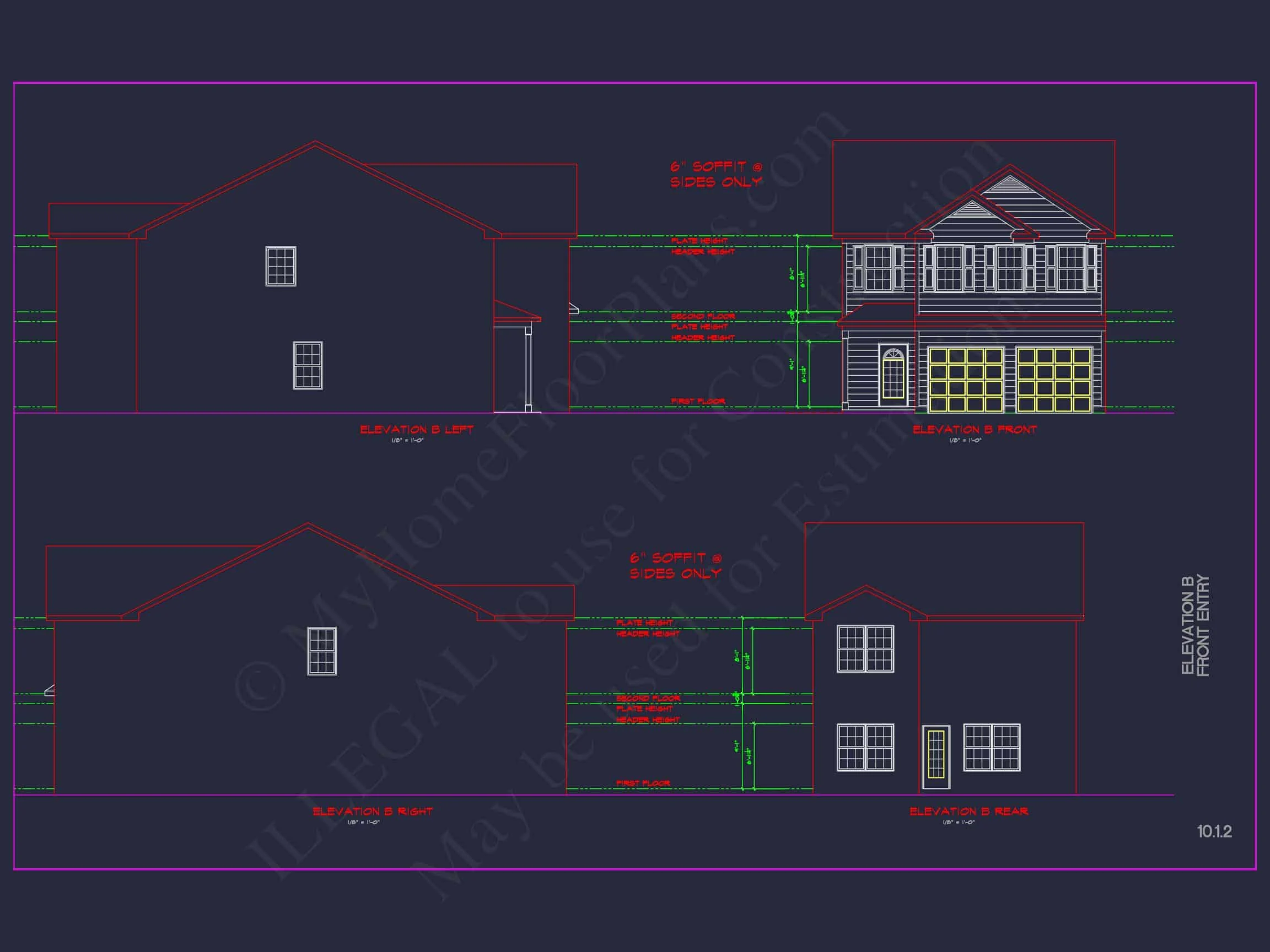 Modern CAD house Plan: 2-Story Floor Plan with Brick Design