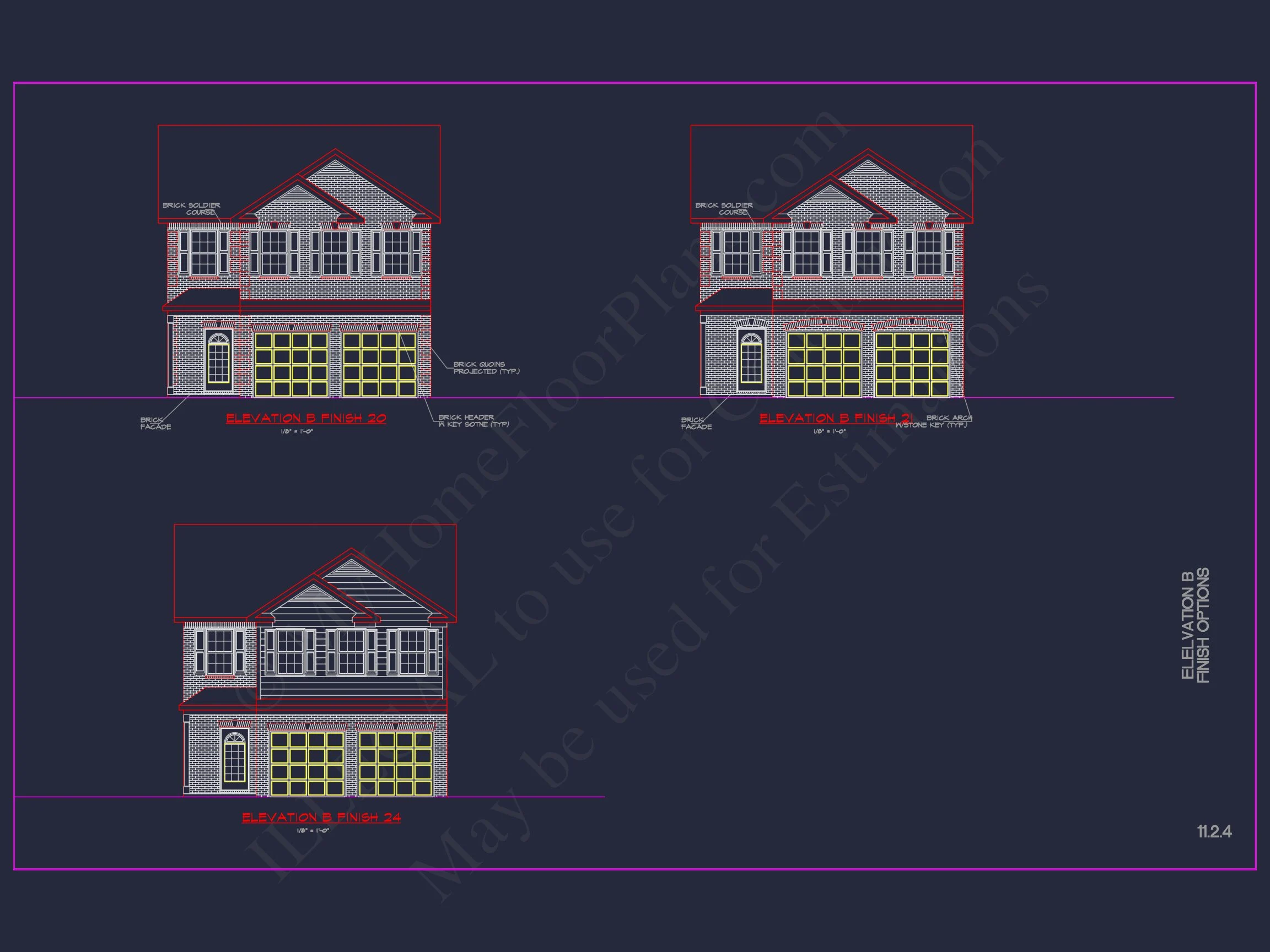 Modern CAD house Plan: 2-Story Floor Plan with Brick Design
