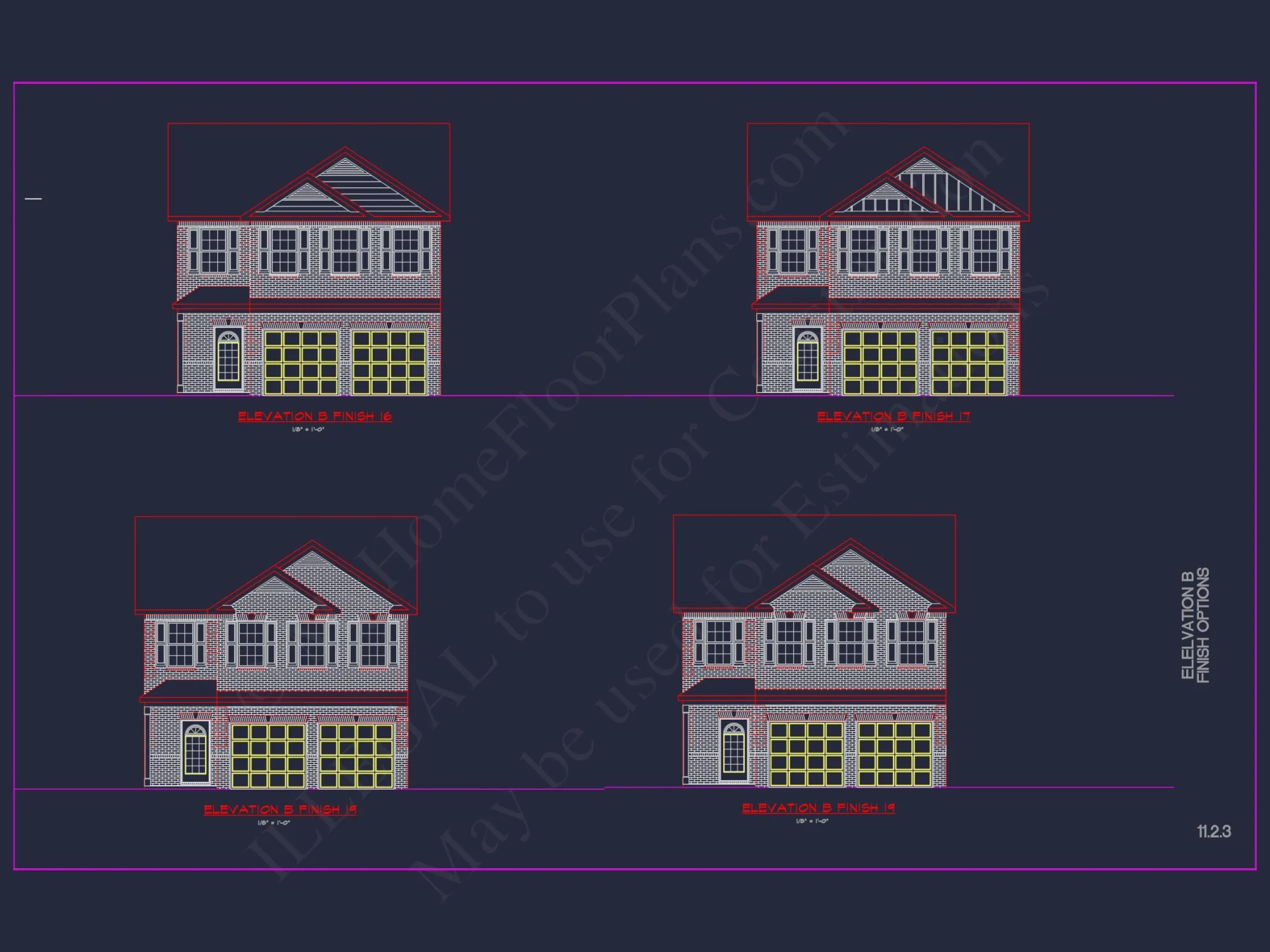 Modern CAD house Plan: 2-Story Floor Plan with Brick Design