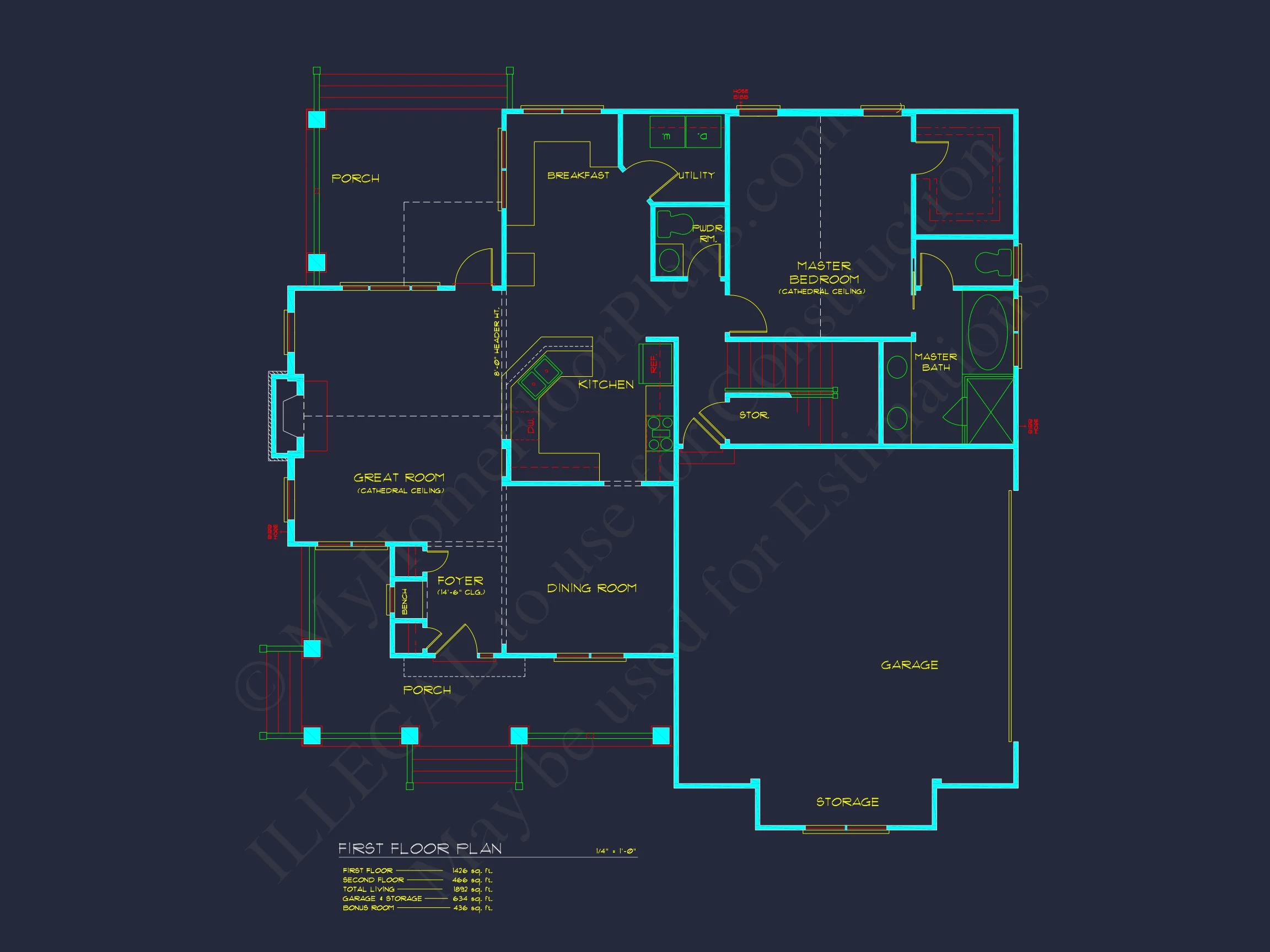 Craftsman house Design with Bonus Room and CAD Blueprint