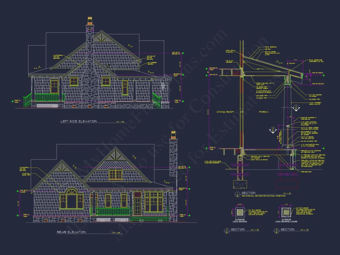 Craftsman house Design with Bonus Room and CAD Blueprint