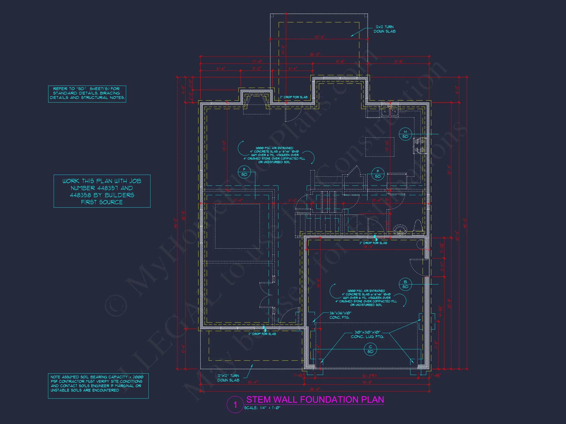 12-2848 HOUSE PLAN -Modern Farmhouse Plan - 4-Bed, 2.5-Bath, 2,354 SF 18 Custom house Floor Plan: CAD Designs & Architecture Blueprint