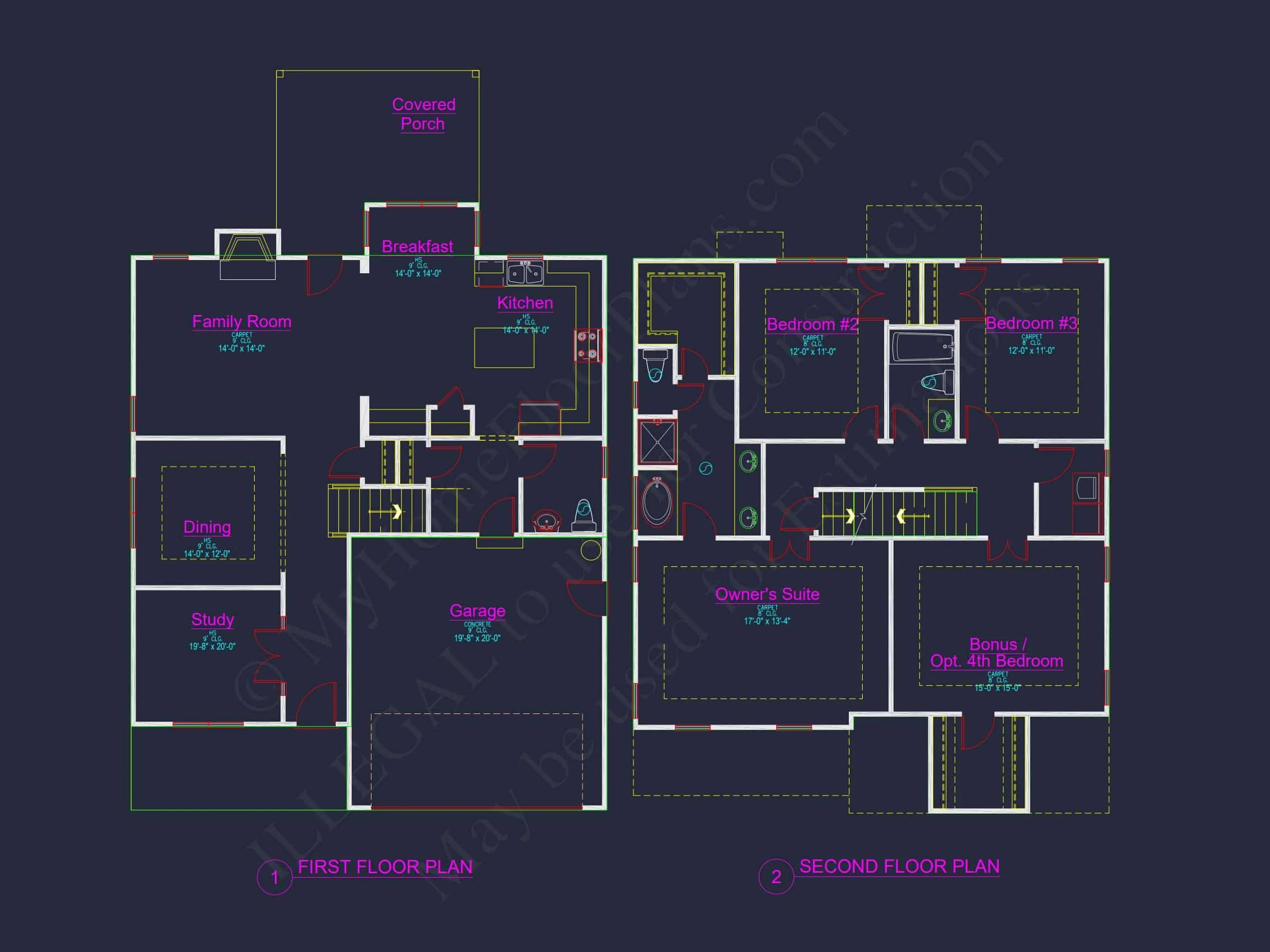12-2848 HOUSE PLAN -Modern Farmhouse Plan - 4-Bed, 2.5-Bath, 2,354 SF 7 Custom house Floor Plan: CAD Designs & Architecture Blueprint
