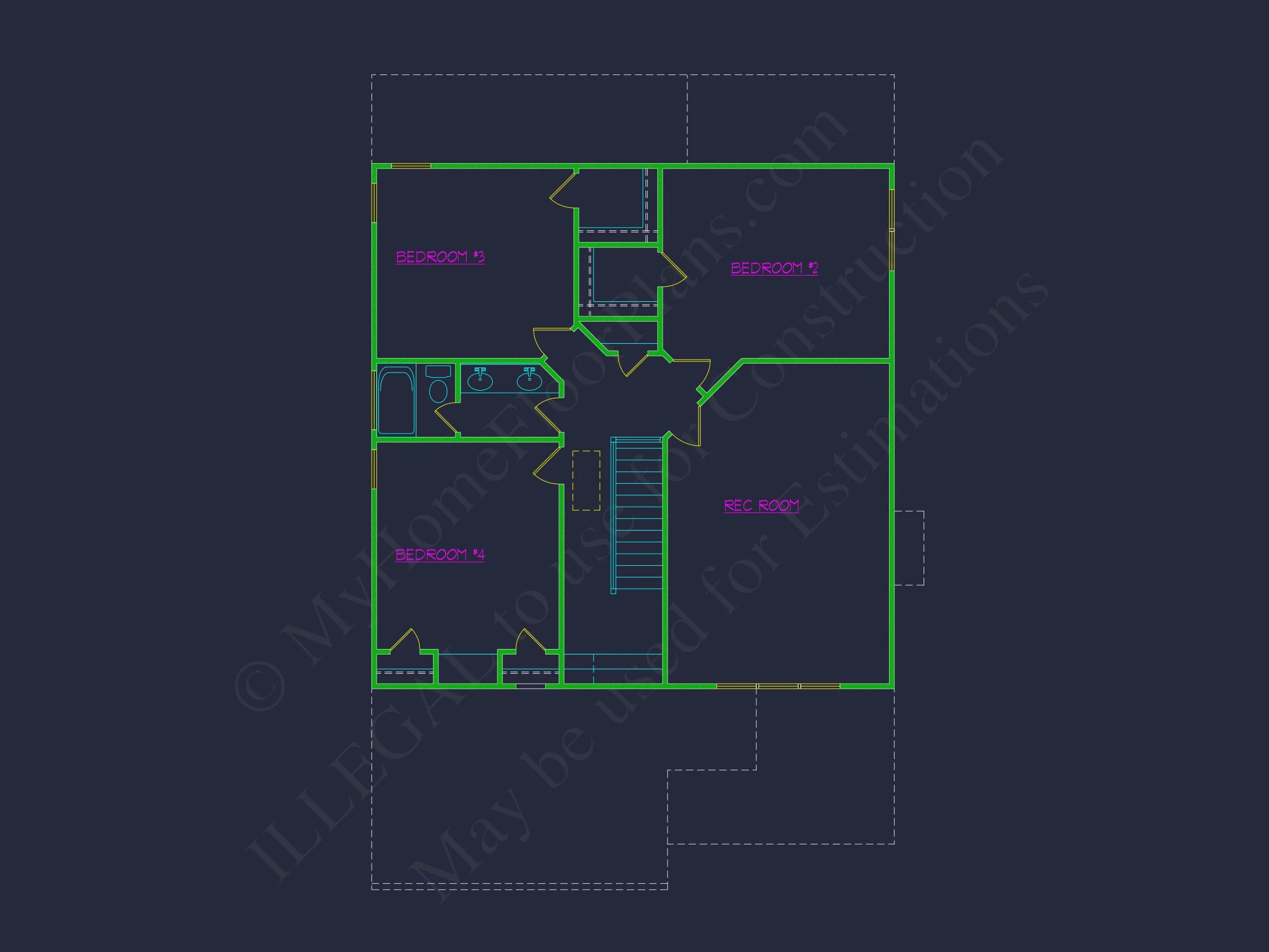 Traditional Craftsman house Plan with 2 Floors and CAD Designs