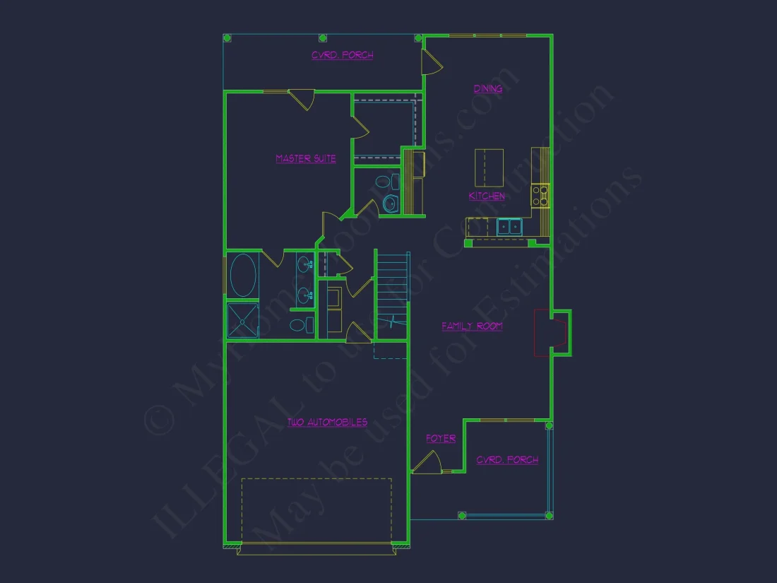 Traditional Craftsman house Plan with 2 Floors and CAD Designs