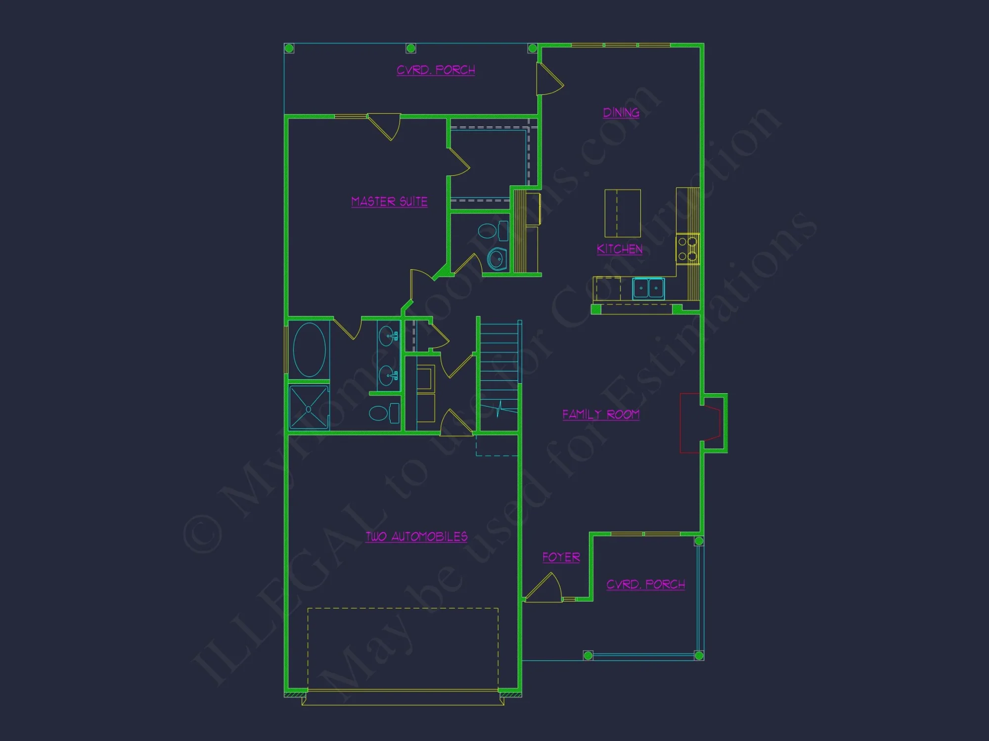 Traditional Craftsman house Plan with 2 Floors and CAD Designs