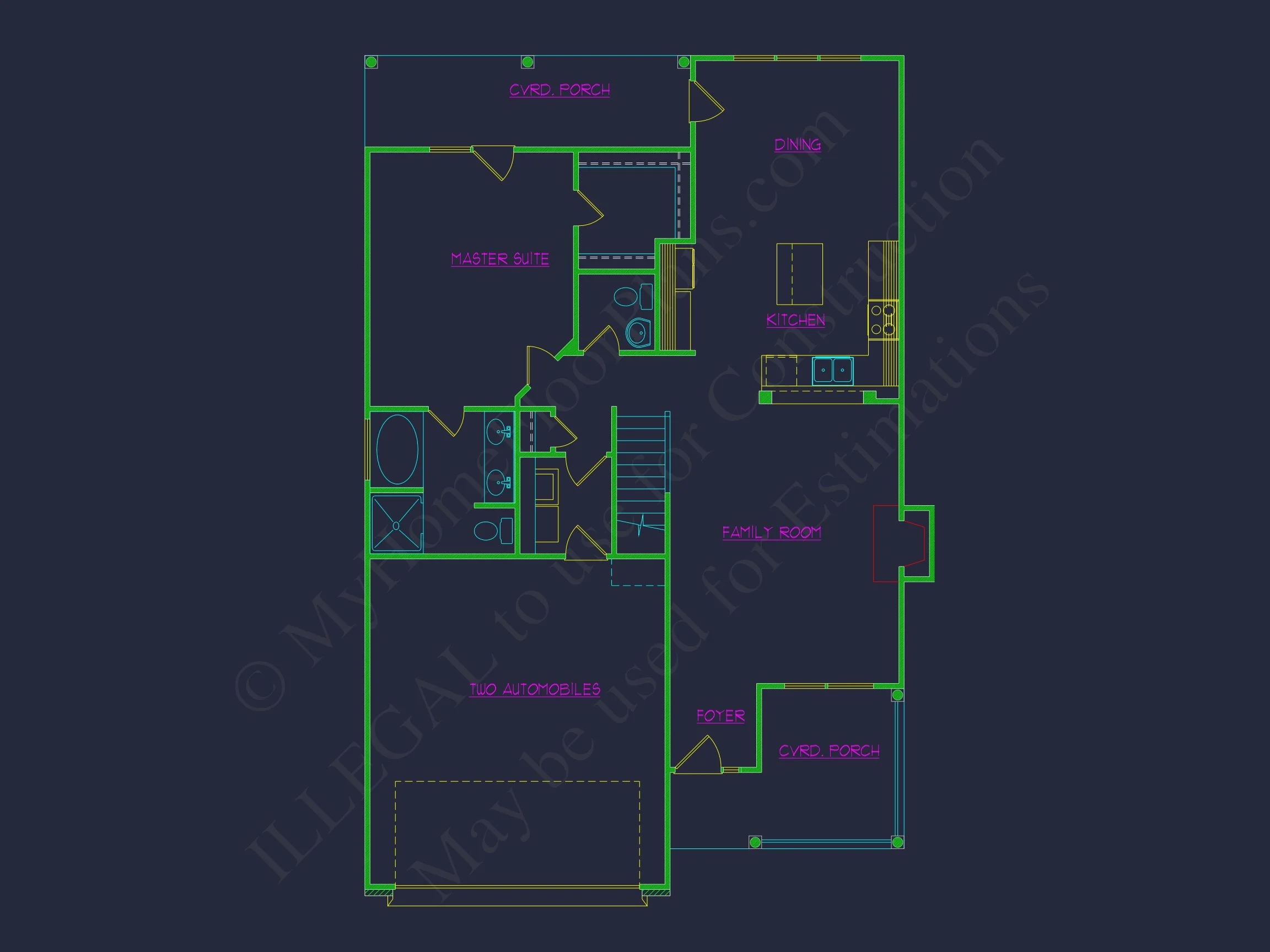 Traditional Craftsman house Plan with 2 Floors and CAD Designs