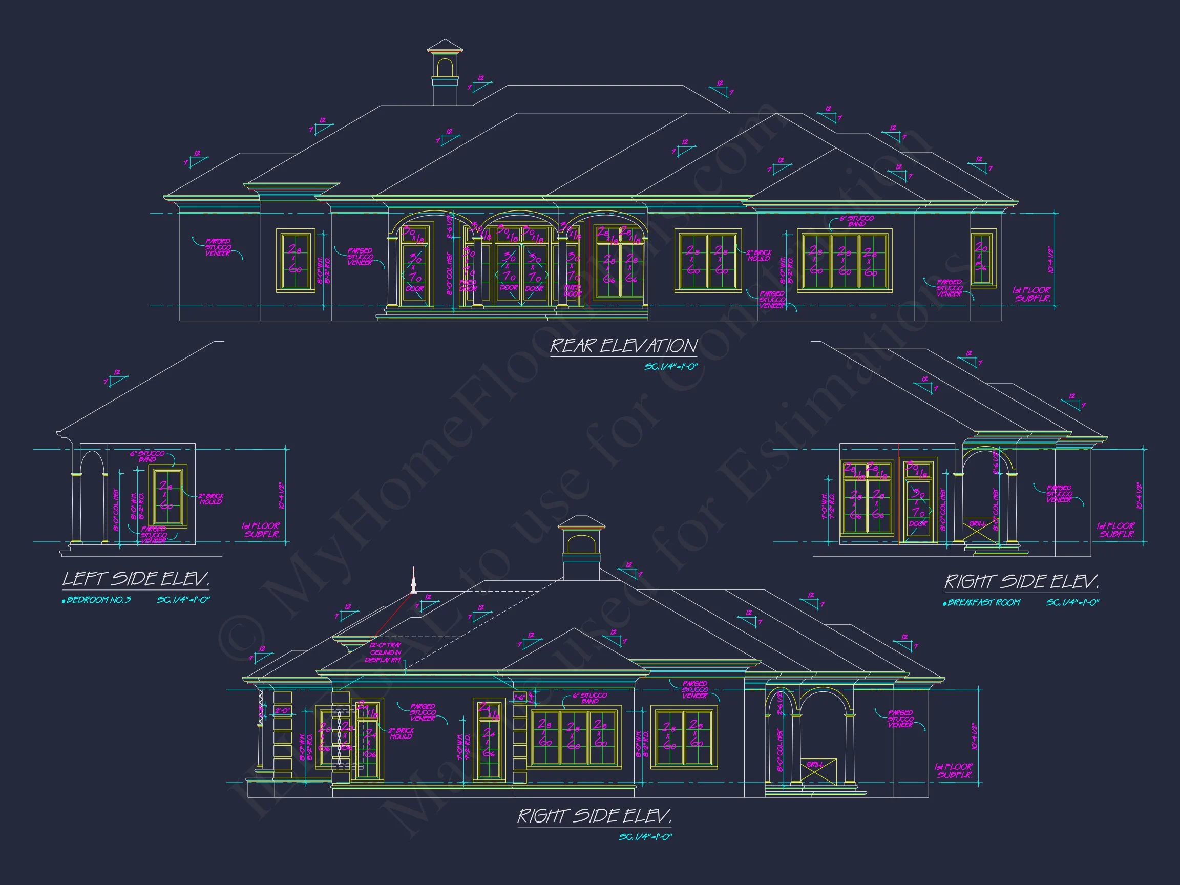 Elegant house Plan: Floor Plan, Blueprint & CAD Designs
