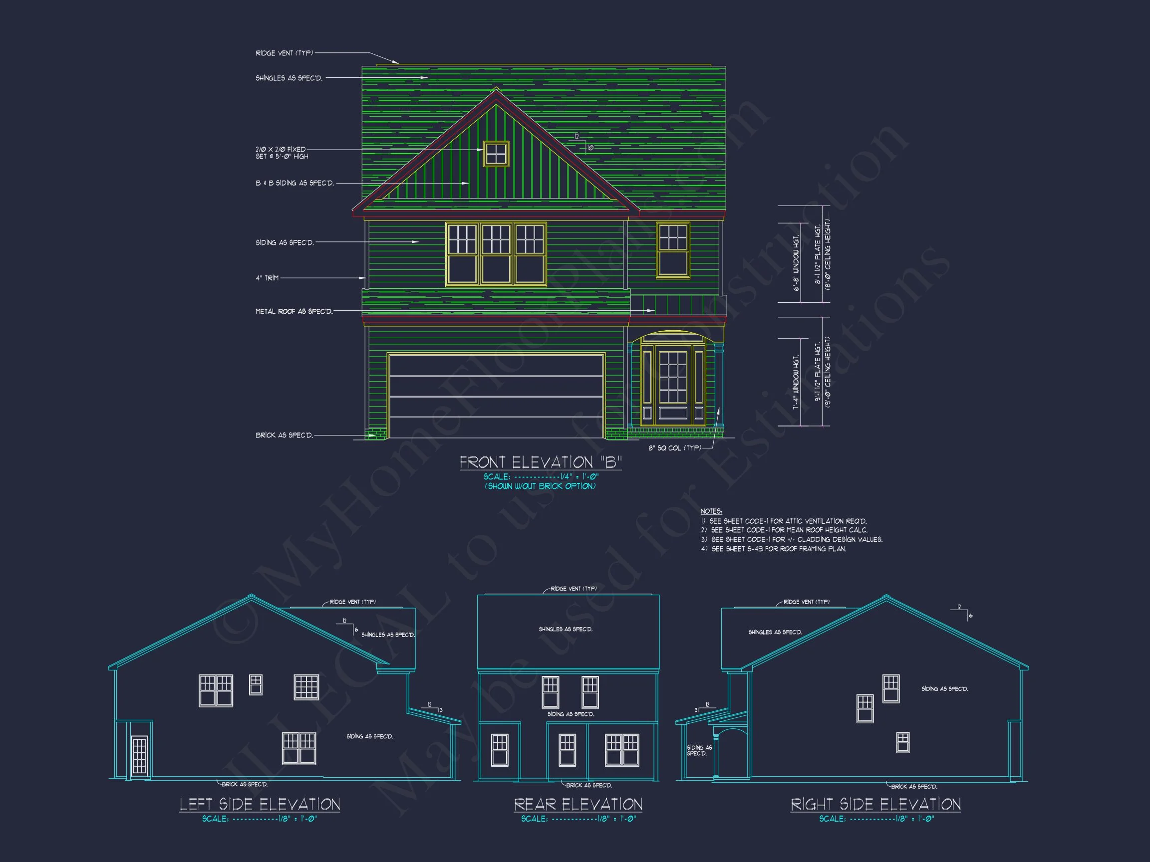 12-2507 HOUSE PLAN -Traditional Colonial Home Plan - 4-Bed, 2.5-Bath, 2,350 SF 3 Charming 2-Story house Plan with CAD-Ready Floor Designs