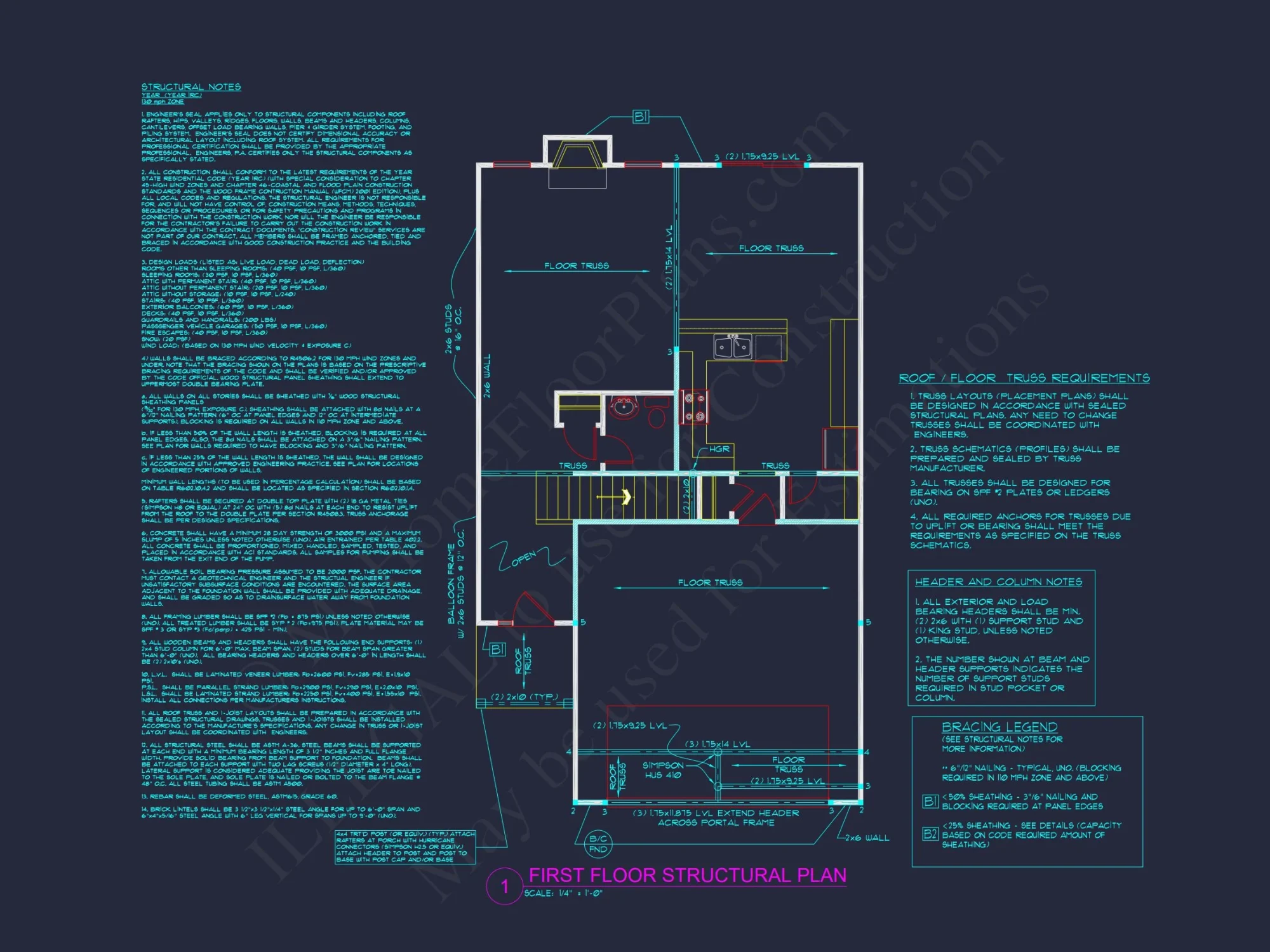Modern house Plan: Blueprint and CAD Floor Designs